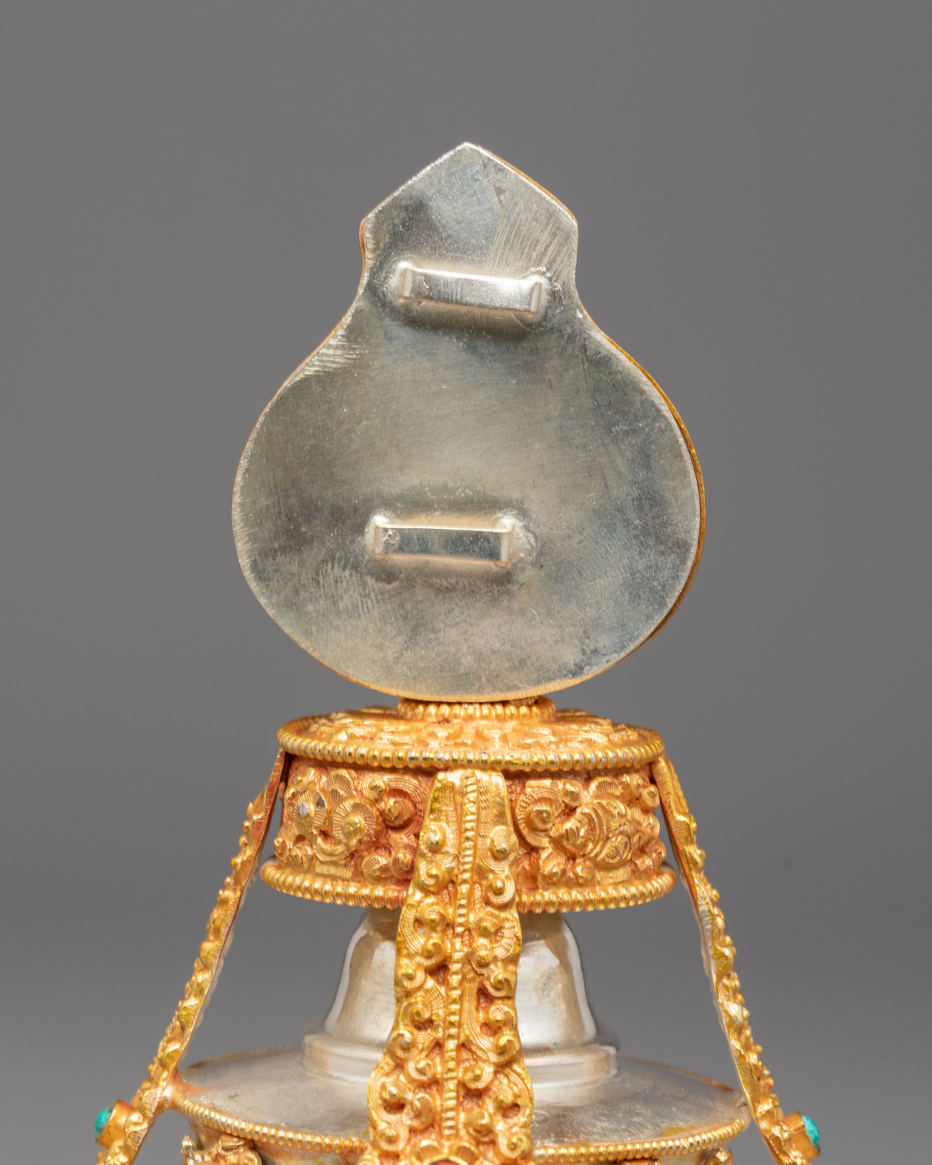Handcrafted Life Vase Copper Art | Silver and Gold Plated Tibetan Sculpture