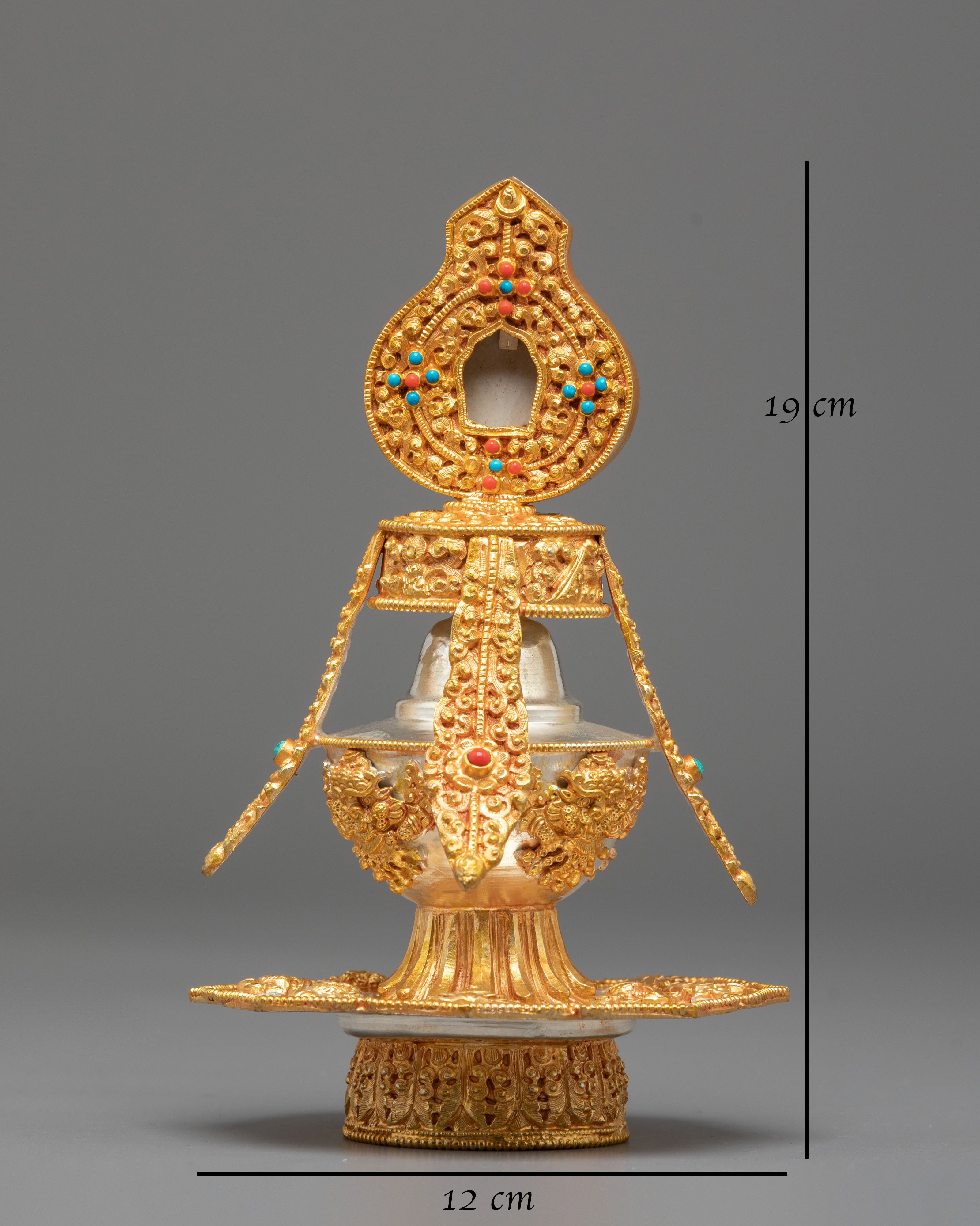 Handcrafted Life Vase Copper Art | Silver and Gold Plated Tibetan Sculpture
