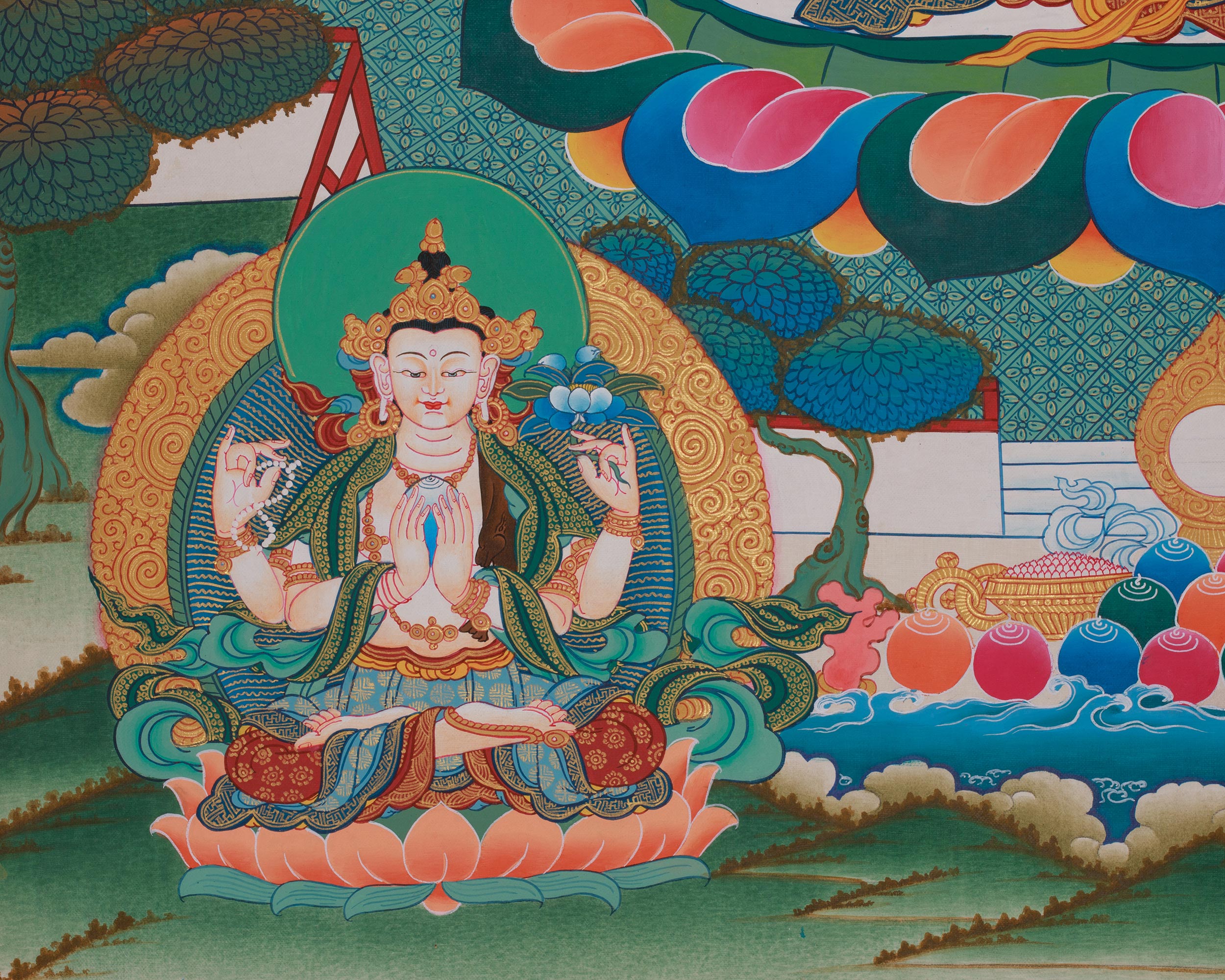 Tibetan Deity Manjushri Thangka | Wisdom, Clarity and Enlightened Mind