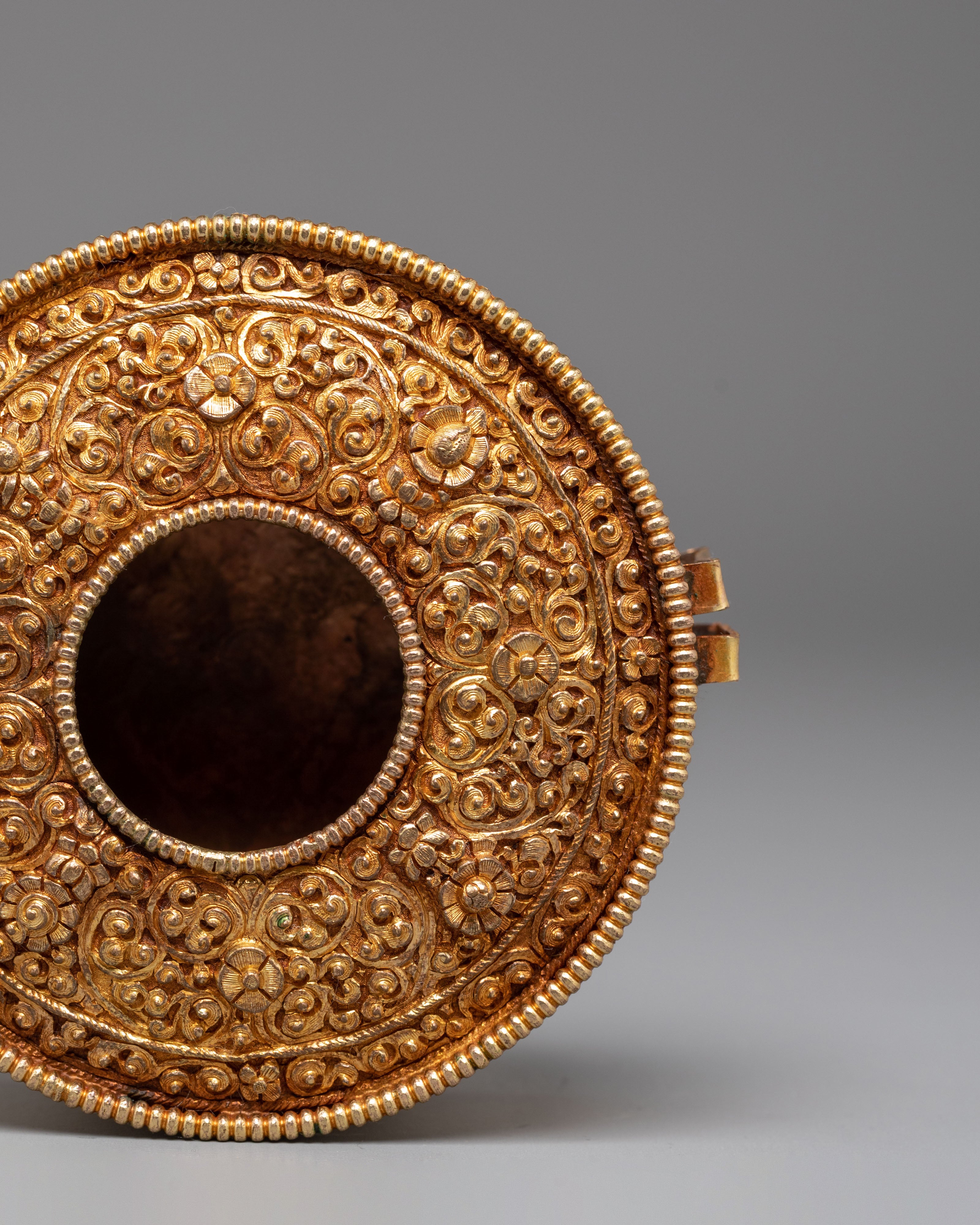 Handcrafted Golden Ghau Box | Offerings & Tibetan Rituals