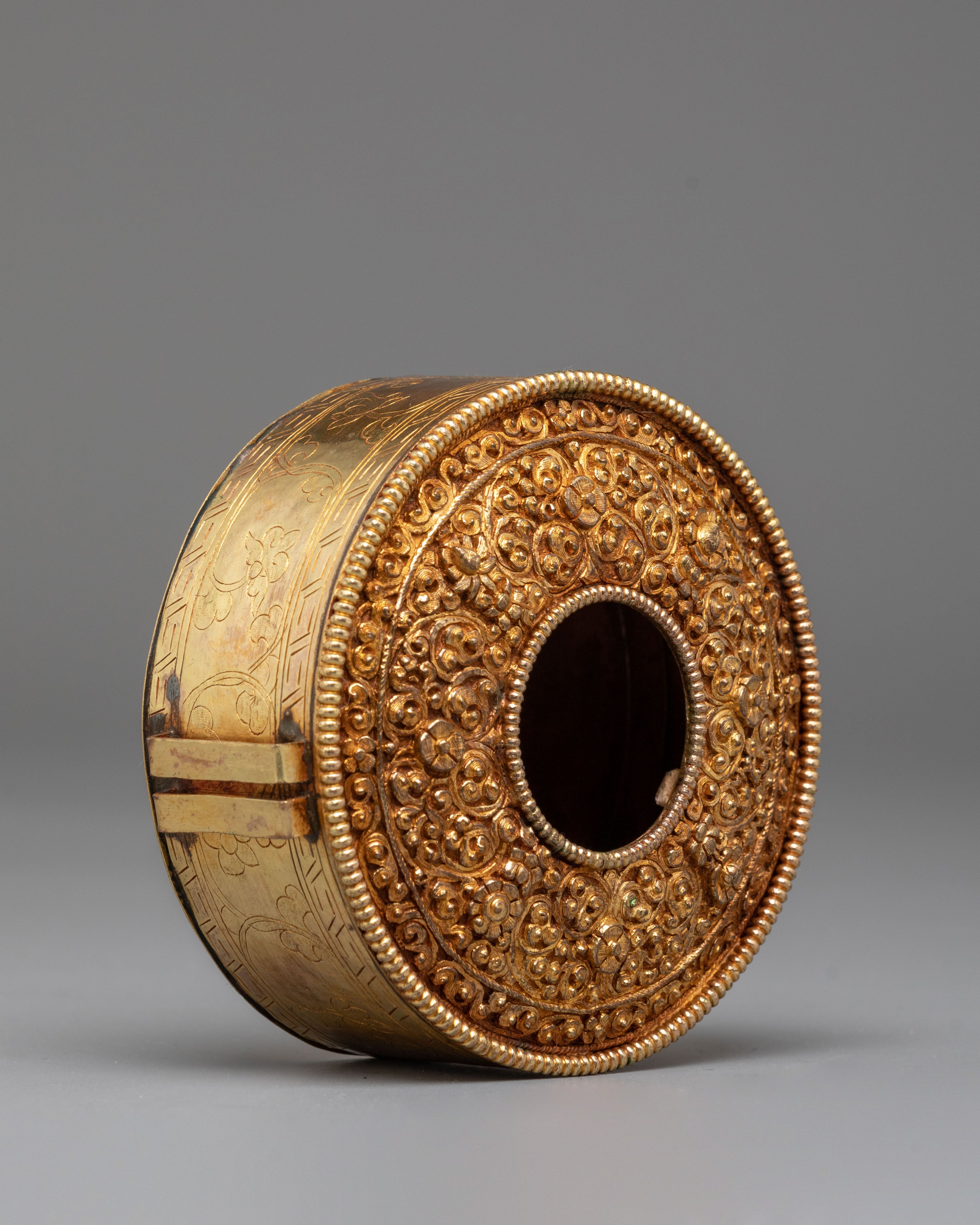 Handcrafted Golden Ghau Box | Offerings & Tibetan Rituals