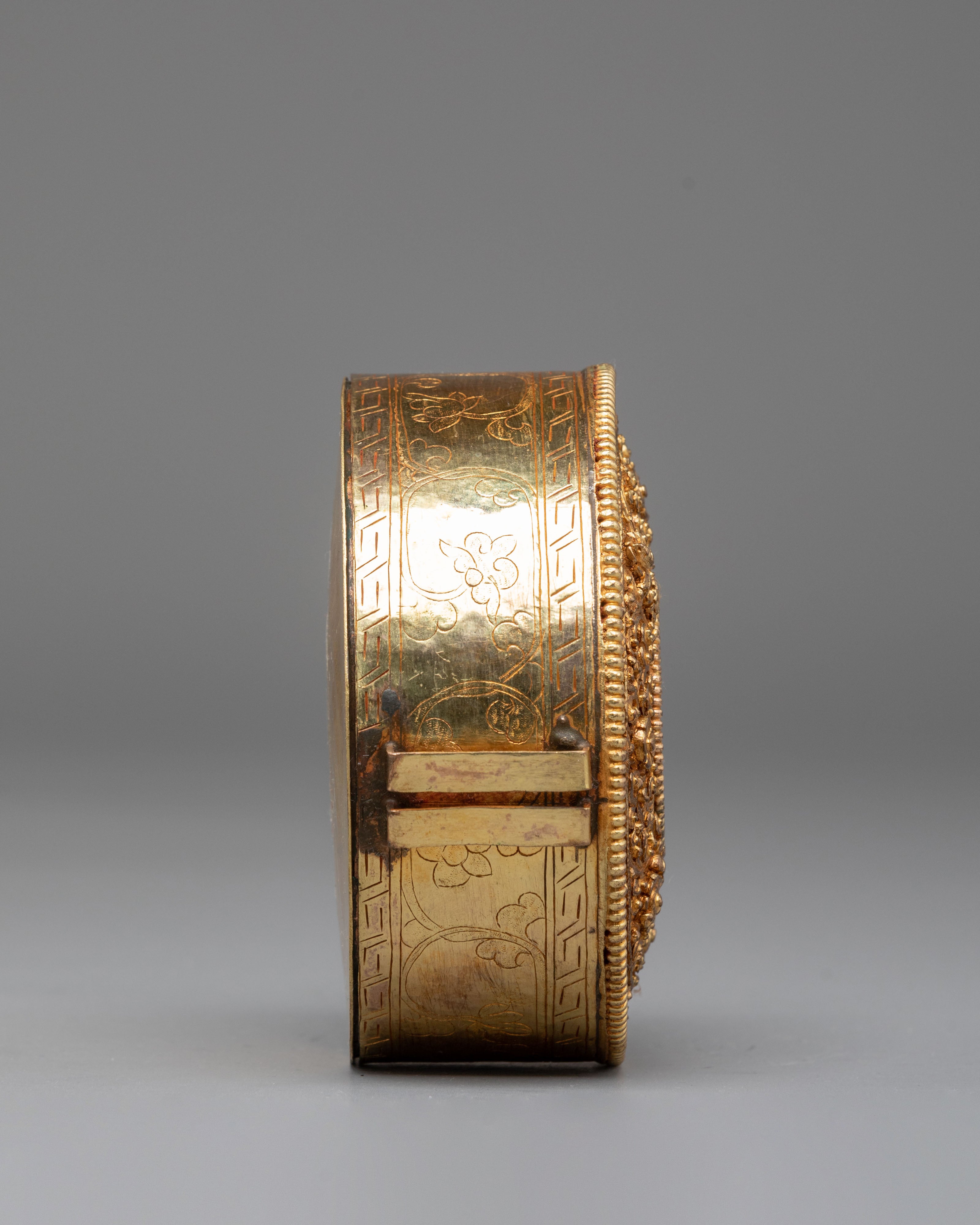 Handcrafted Golden Ghau Box | Offerings & Tibetan Rituals