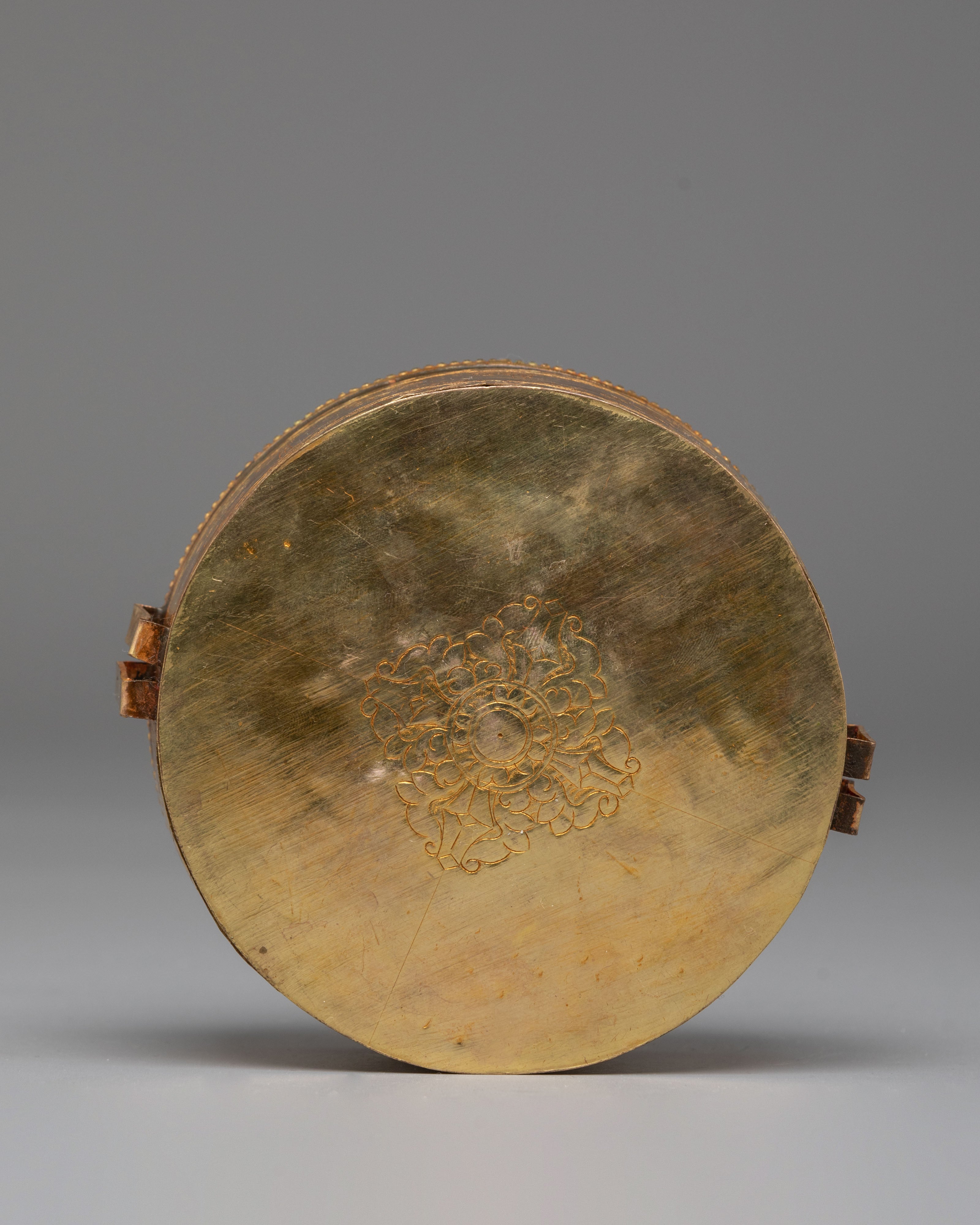 Handcrafted Golden Ghau Box | Offerings & Tibetan Rituals
