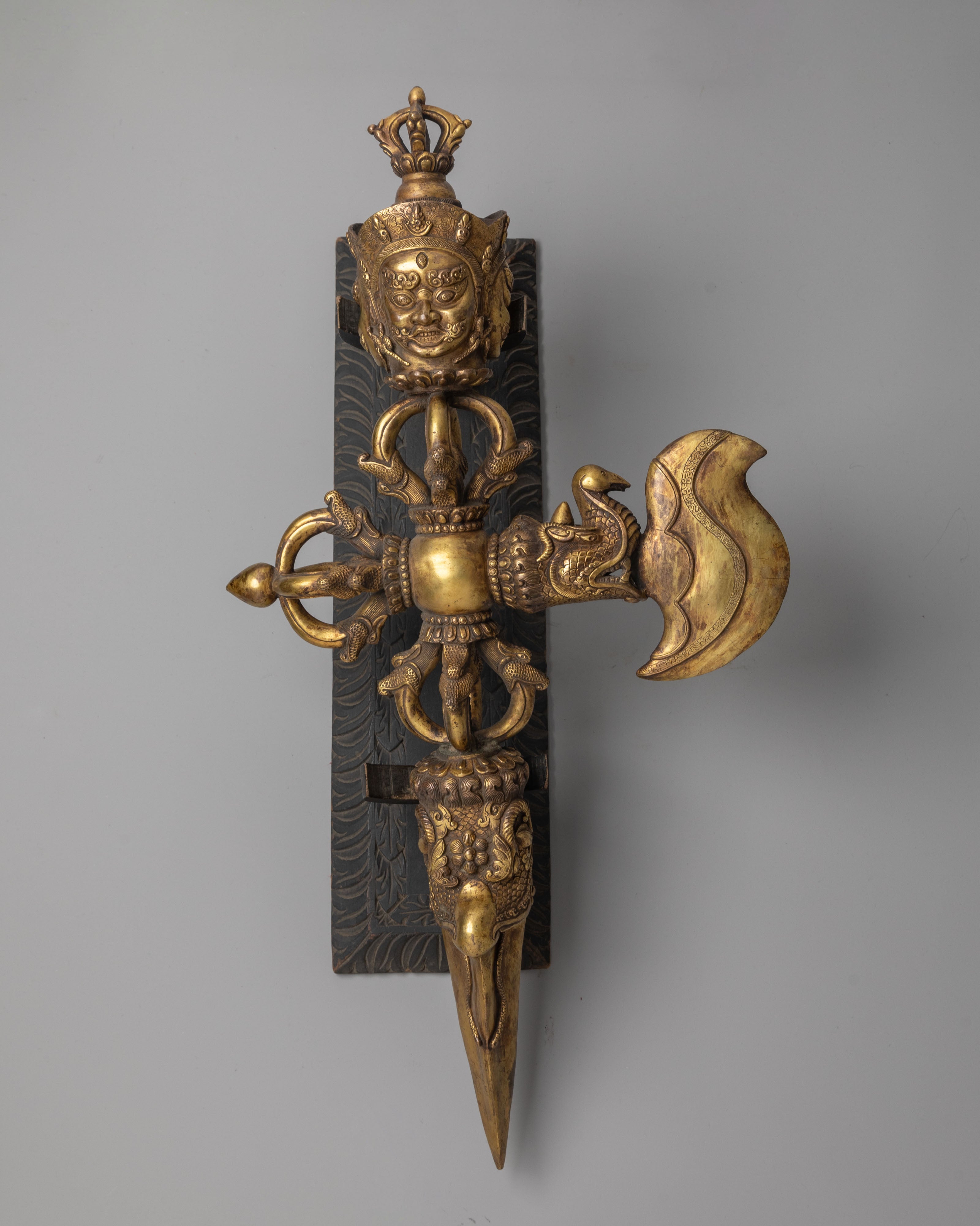 Tibetan Copper Phurba | Gold Plated Ritual Tool for Spiritual Practice