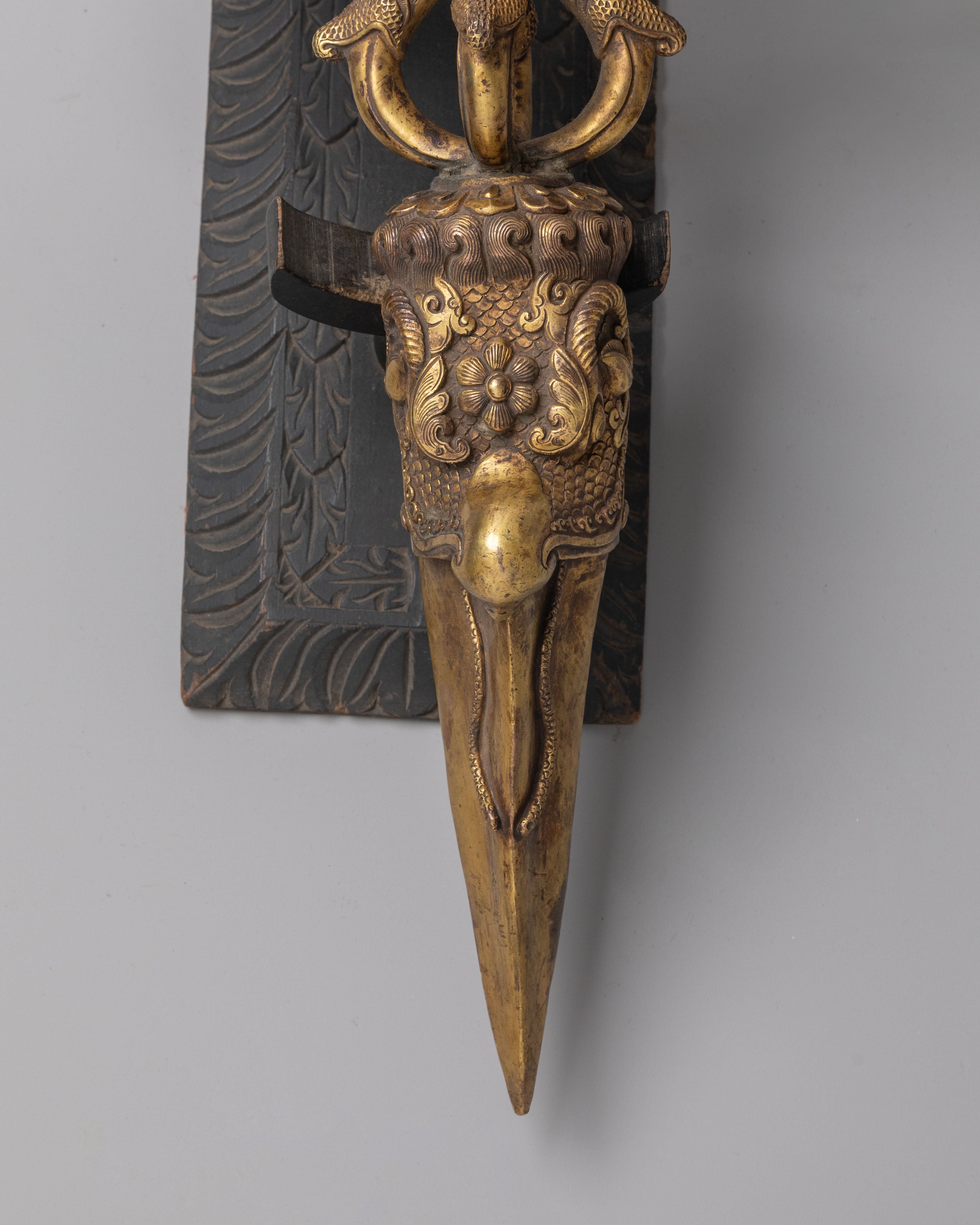 Tibetan Copper Phurba | Gold Plated Ritual Tool for Spiritual Practice