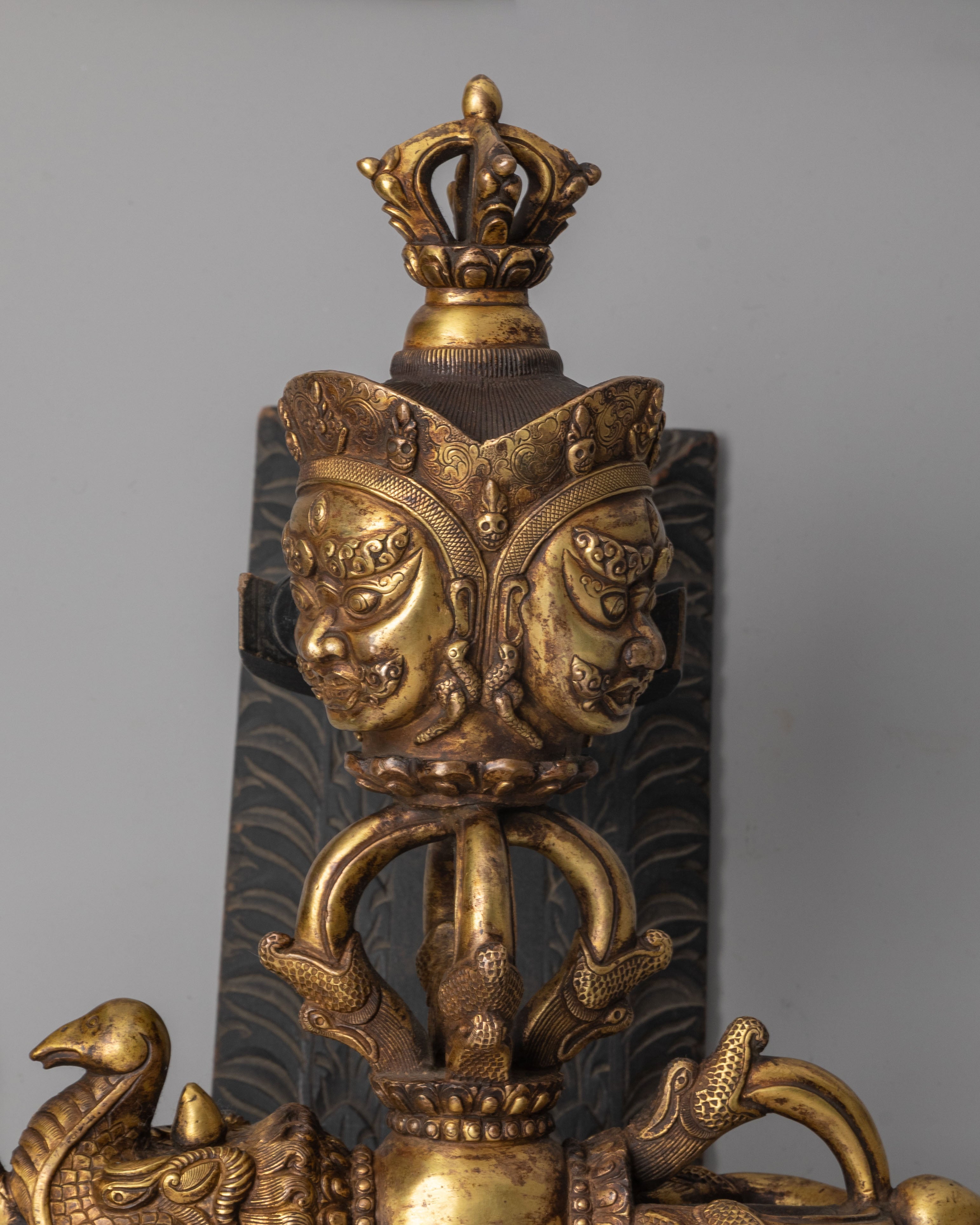 Tibetan Copper Phurba | Gold Plated Ritual Tool for Spiritual Practice