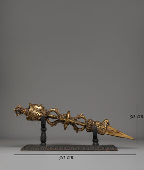 Tibetan Copper Phurba | Gold Plated Ritual Tool for Spiritual Practice