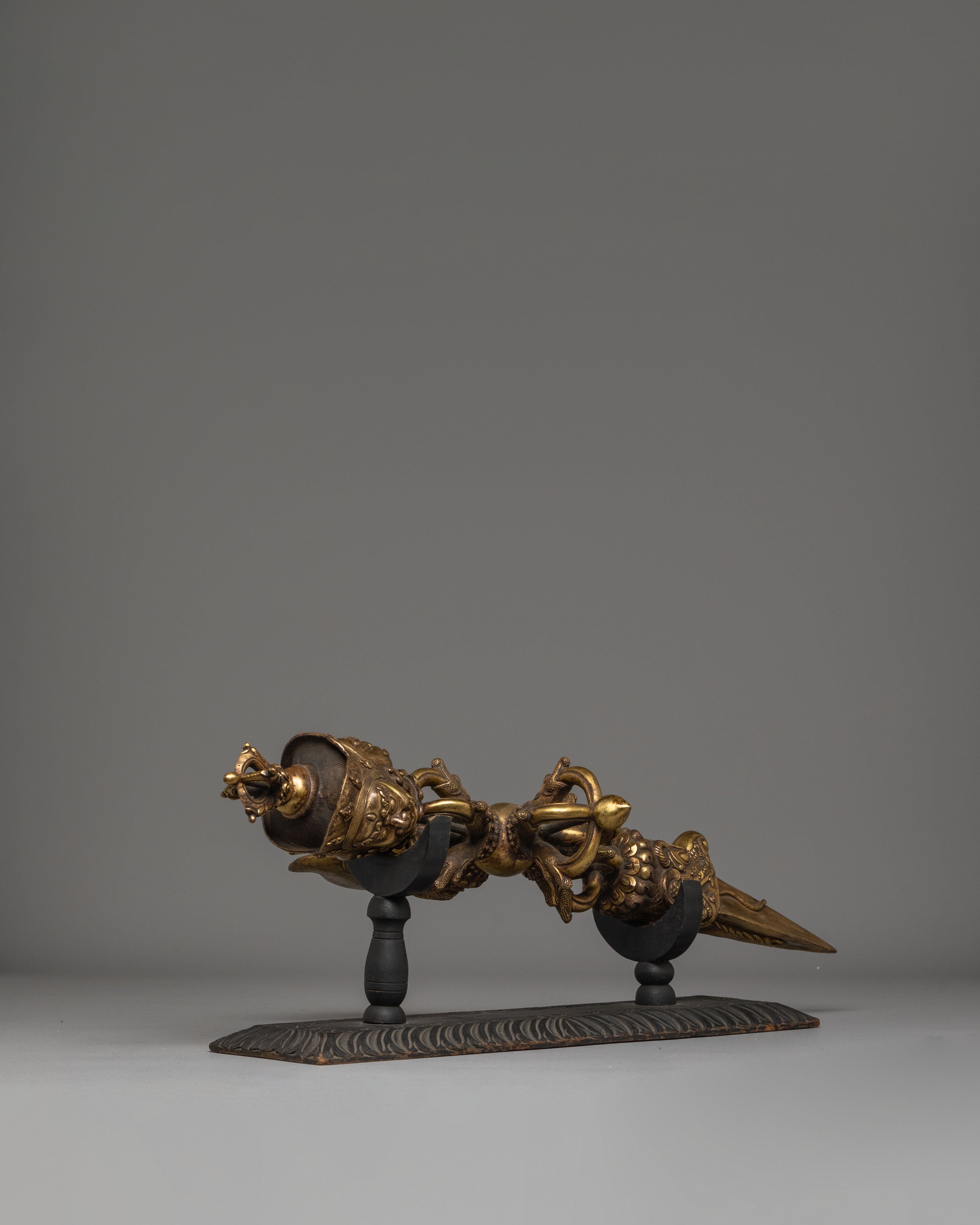 Tibetan Copper Phurba | Gold Plated Ritual Tool for Spiritual Practice