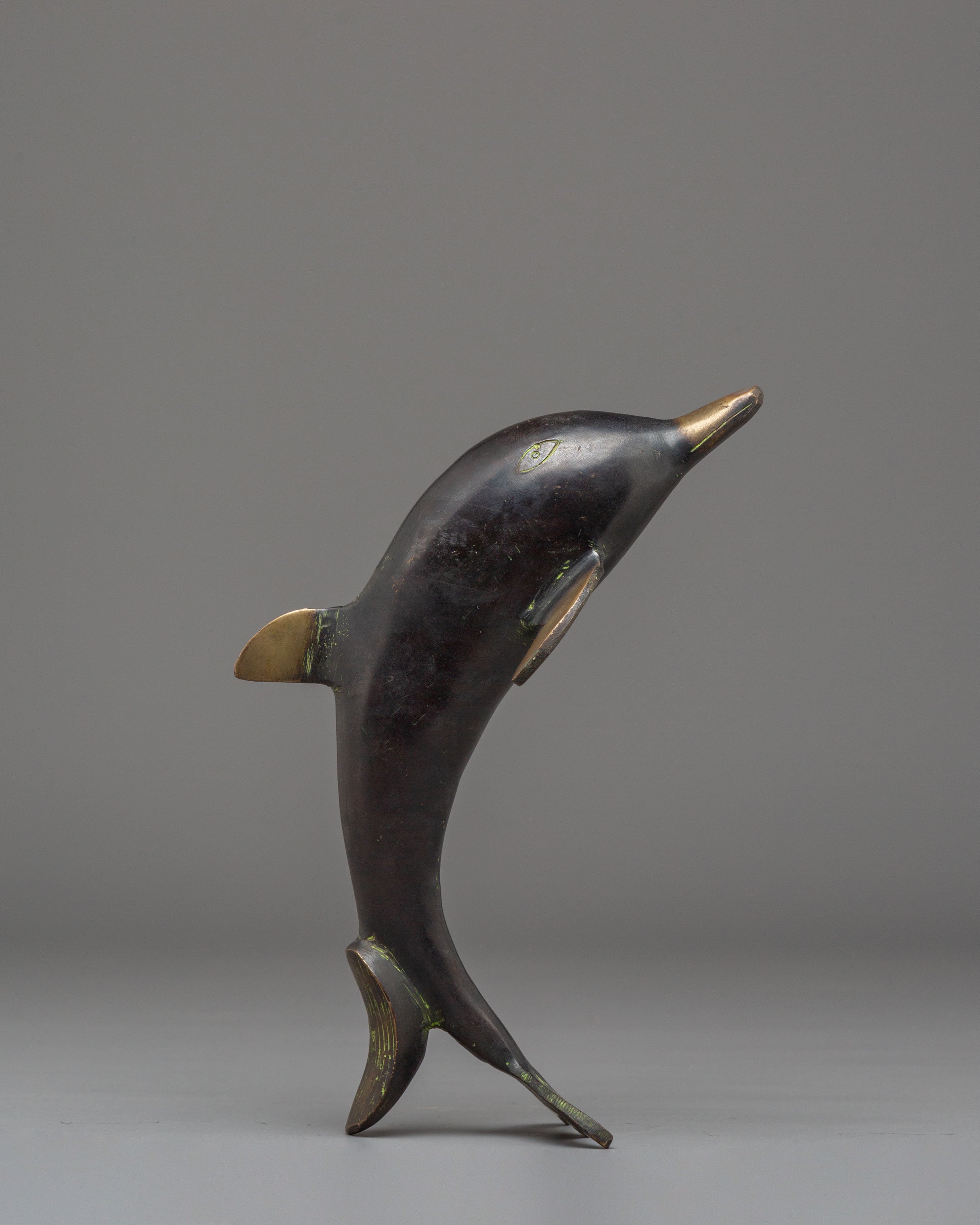 Handcrafted Dolphin Set | Spiritual Gold-Plated Copper Ocean Art