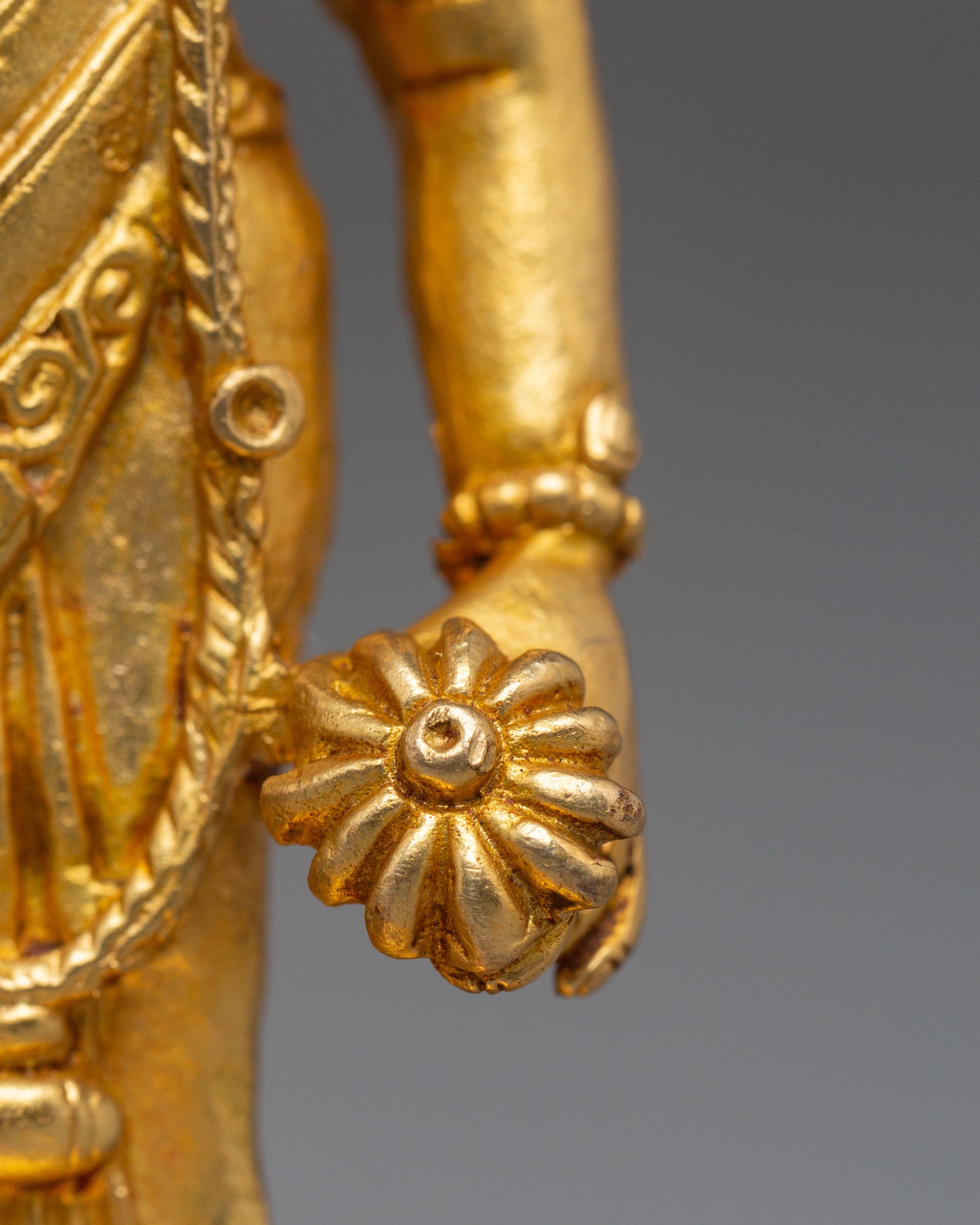 Bishnu and Laxmi Statue | Gold-Plated Copper Hindu Deity Art