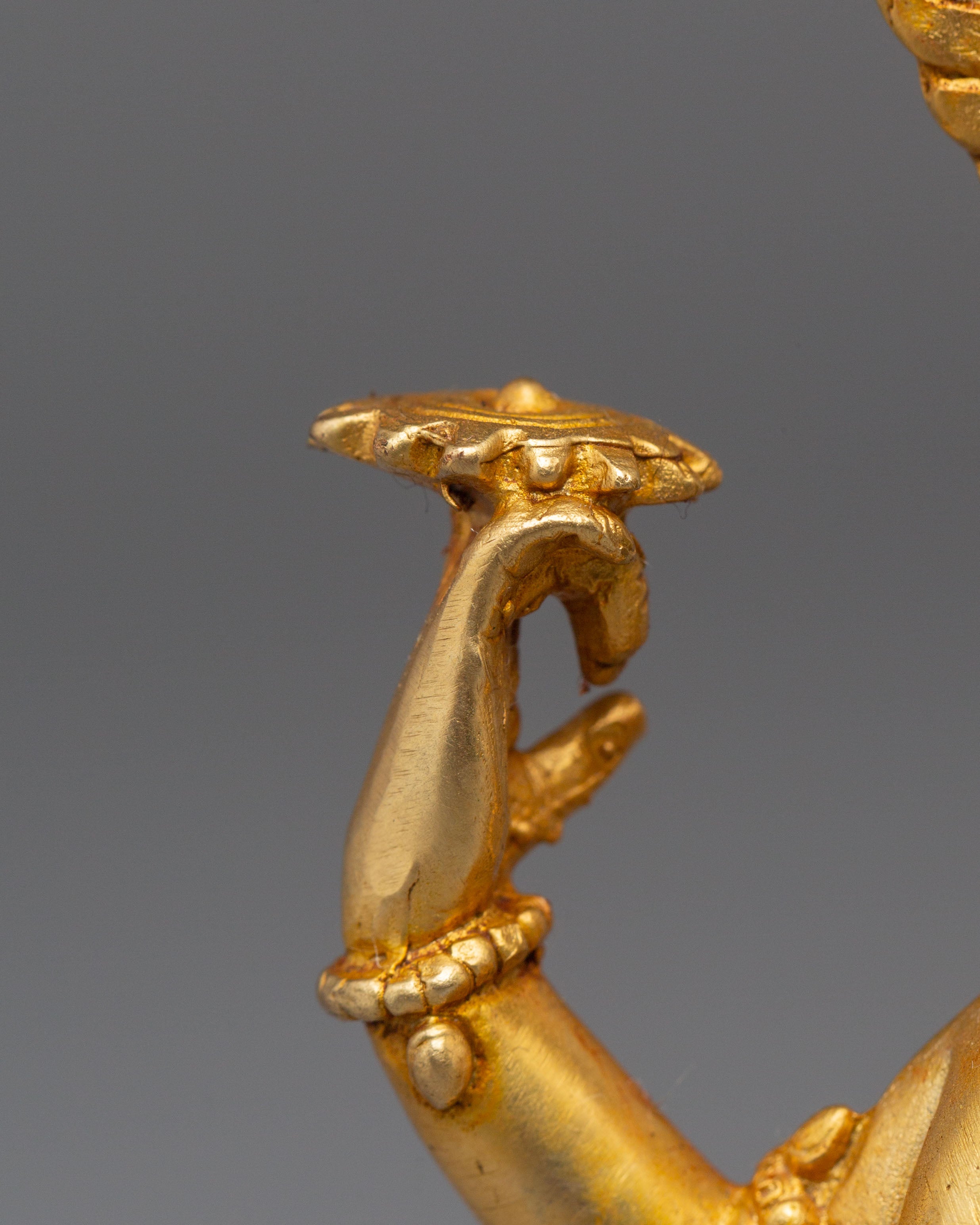 Bishnu and Laxmi Statue | Gold-Plated Copper Hindu Deity Art