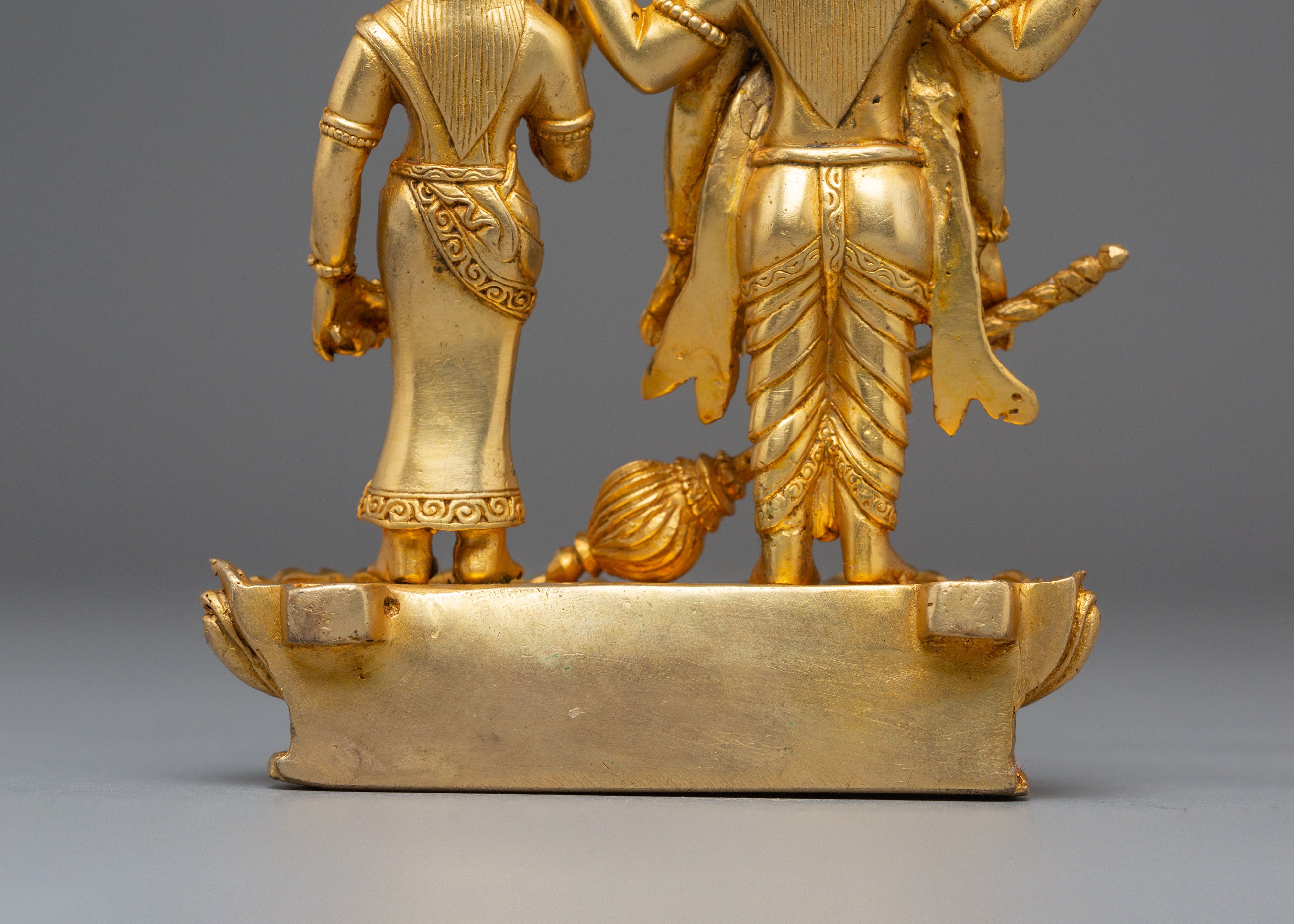 Bishnu and Laxmi Statue | Gold-Plated Copper Hindu Deity Art