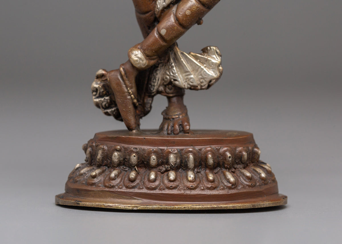 Handcrafted Krishna Statue | Oxidized Copper and Silver Plated Art