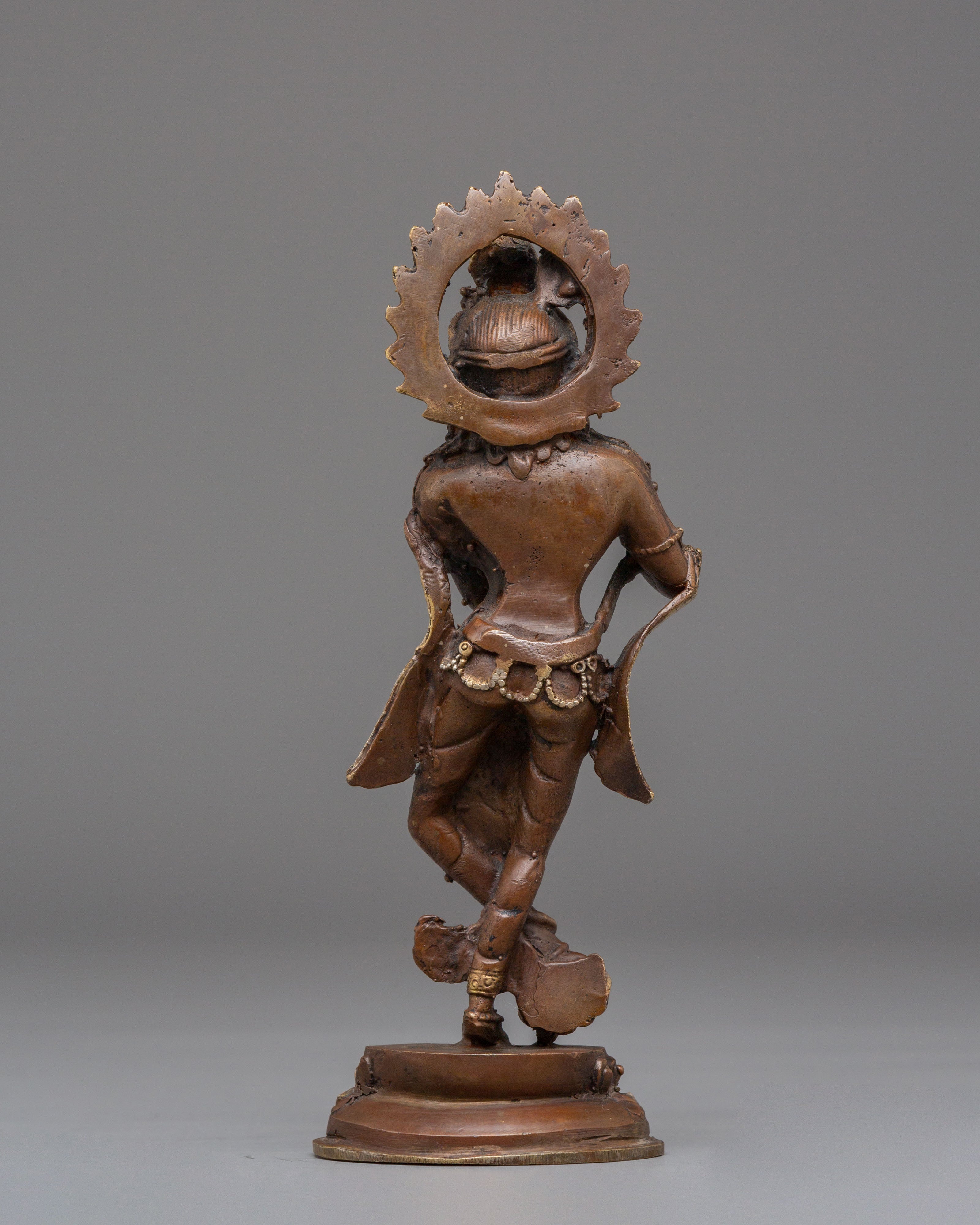 Handcrafted Krishna Statue | Oxidized Copper and Silver Plated Art