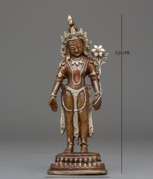 Handcrafted Lokeshwor Statue | Oxidized Copper and Silver Plated Art
