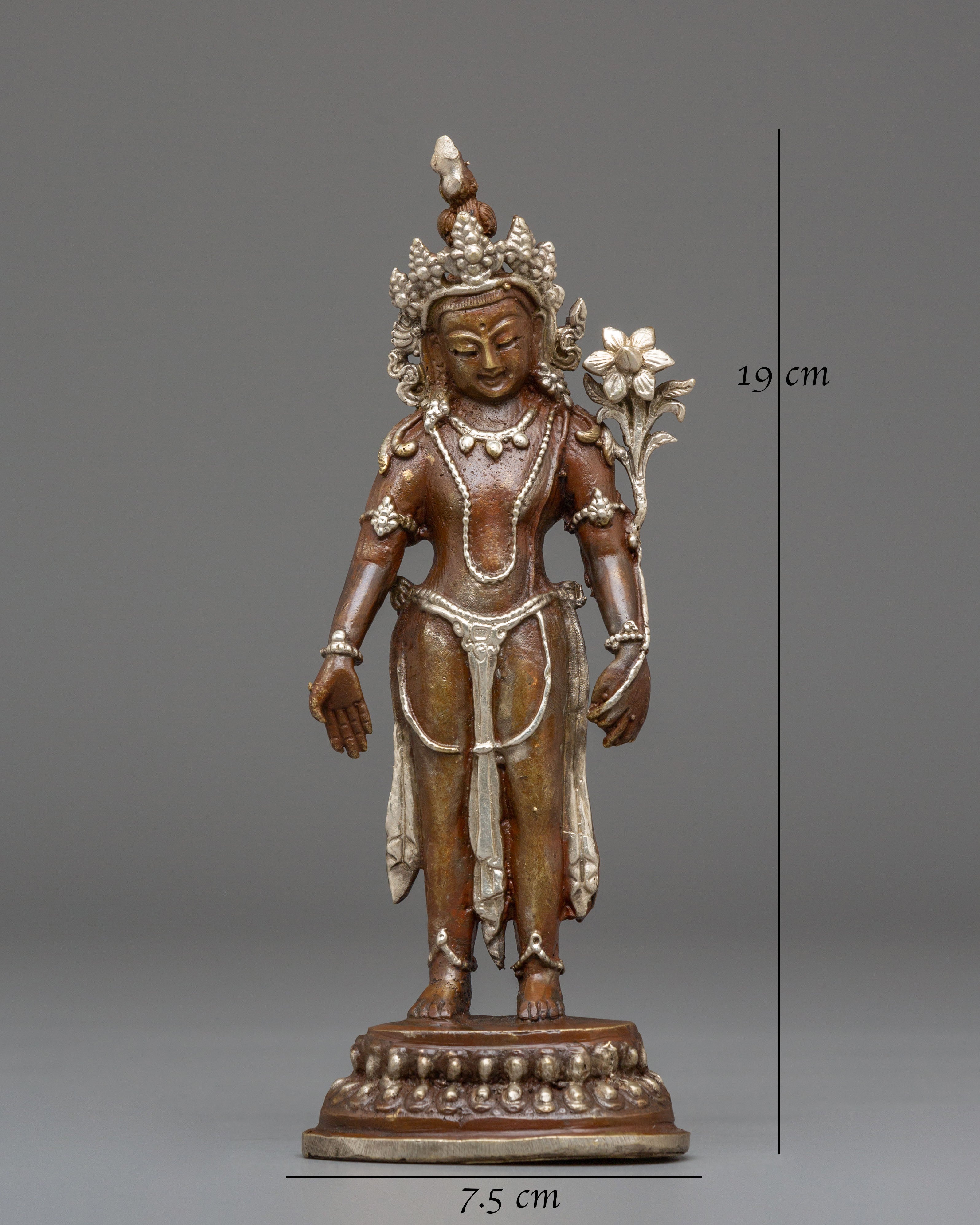 Handcrafted Lokeshwor Statue | Oxidized Copper and Silver Plated Art