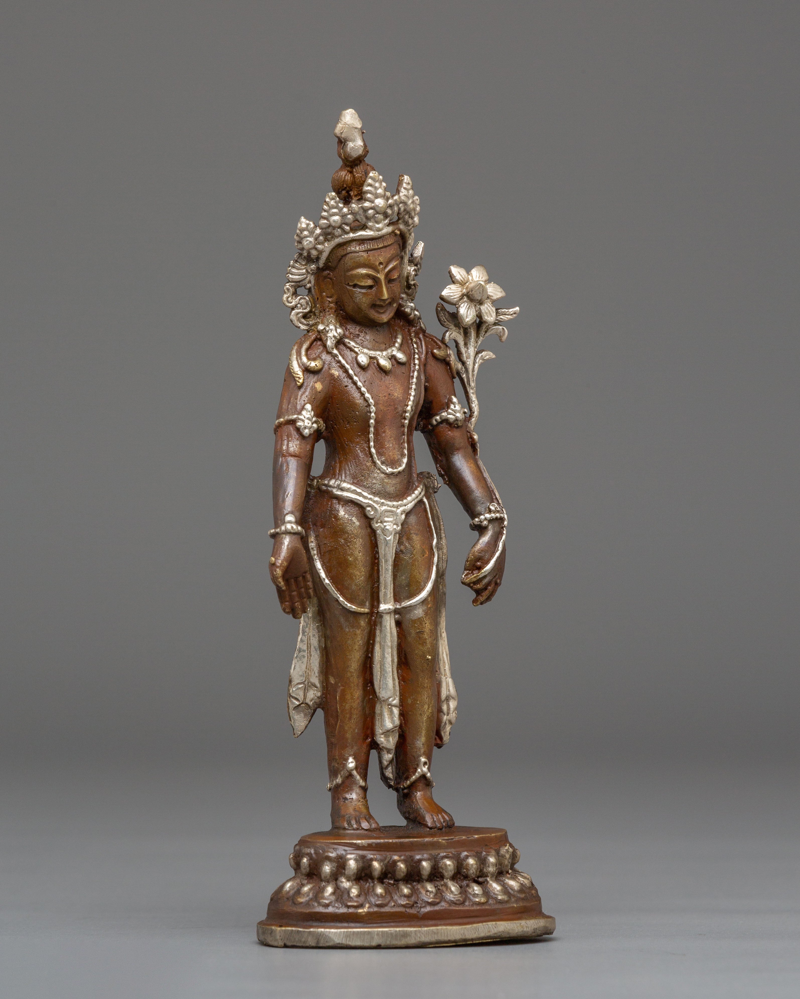 Handcrafted Lokeshwor Statue | Oxidized Copper and Silver Plated Art