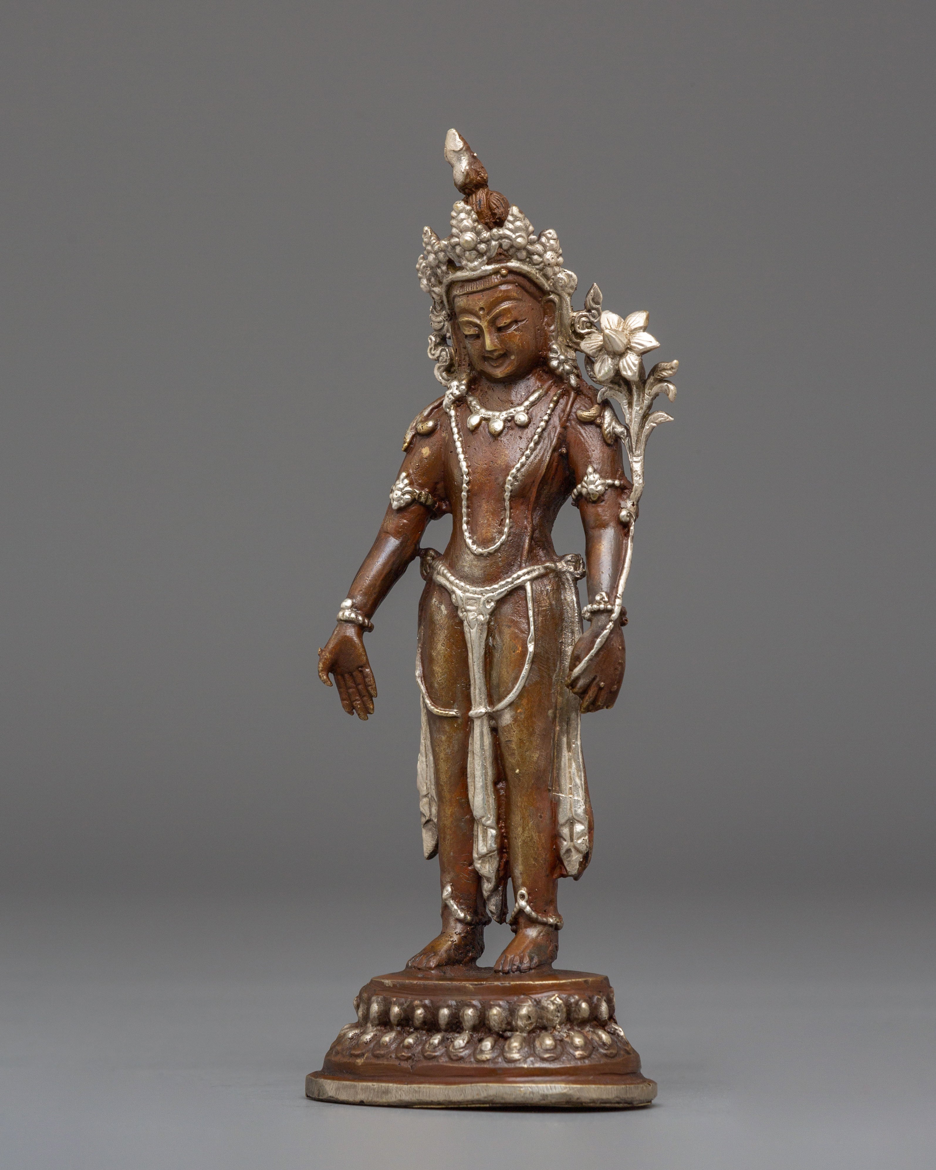 Handcrafted Lokeshwor Statue | Oxidized Copper and Silver Plated Art