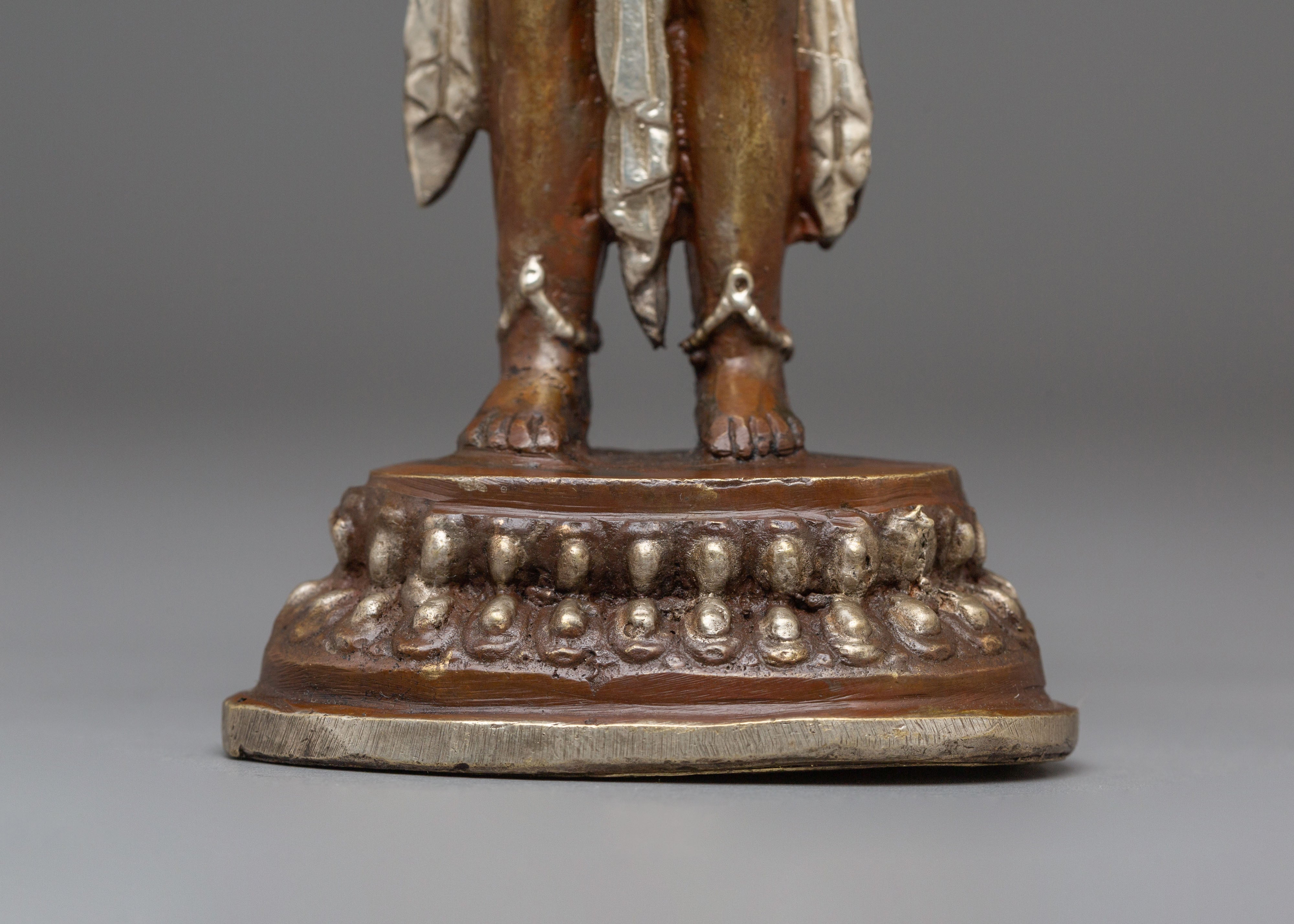 Handcrafted Lokeshwor Statue | Oxidized Copper and Silver Plated Art
