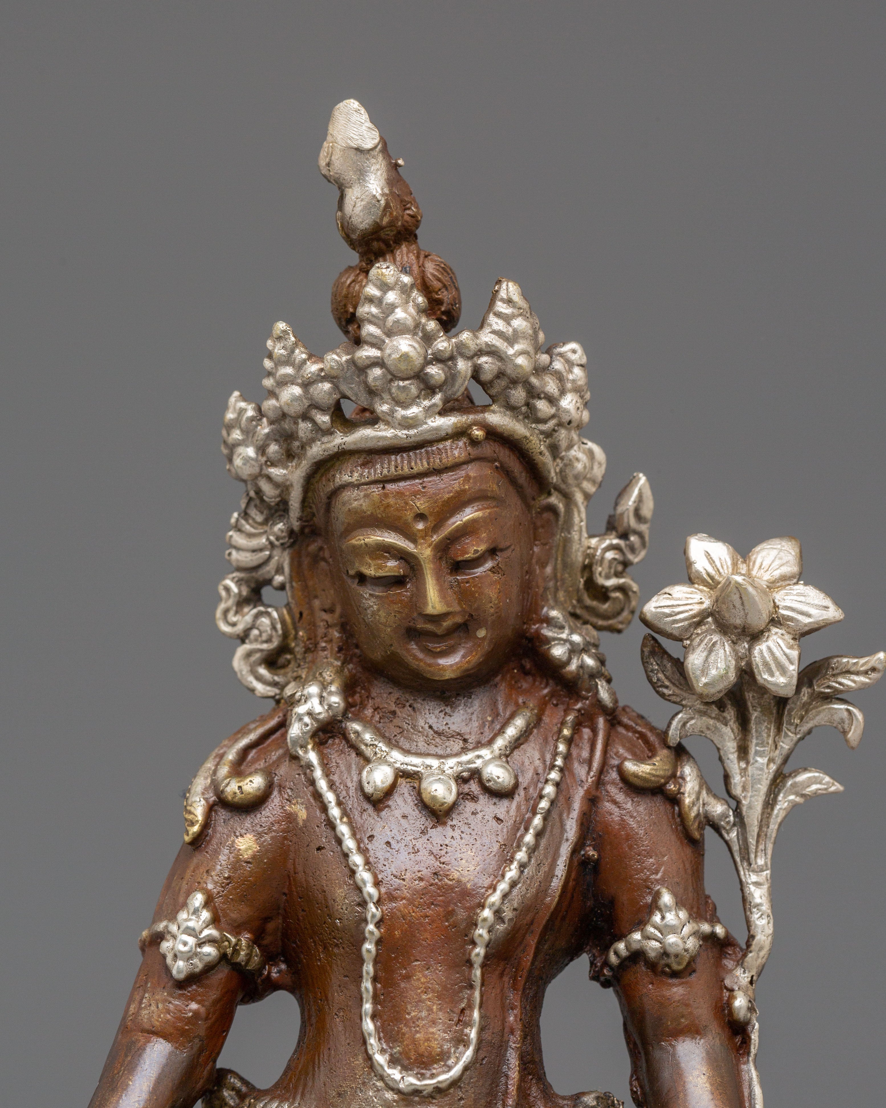 Handcrafted Lokeshwor Statue | Oxidized Copper and Silver Plated Art