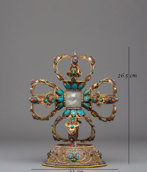 Vishwo Vajra Ritual Tool | Sacred Tibetan Vajra with Coral & Turquoise