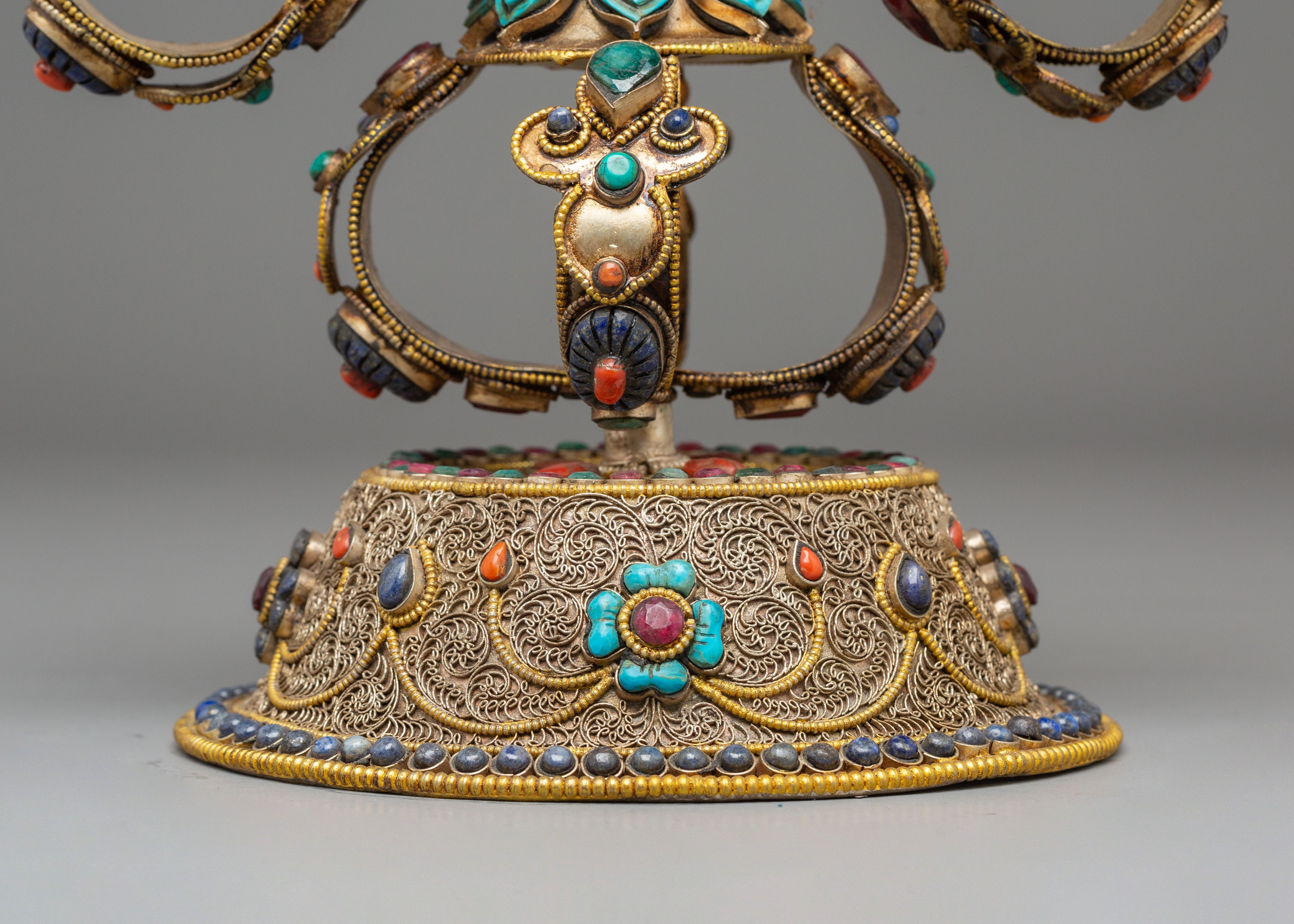 Vishwo Vajra Ritual Tool | Sacred Tibetan Vajra with Coral & Turquoise