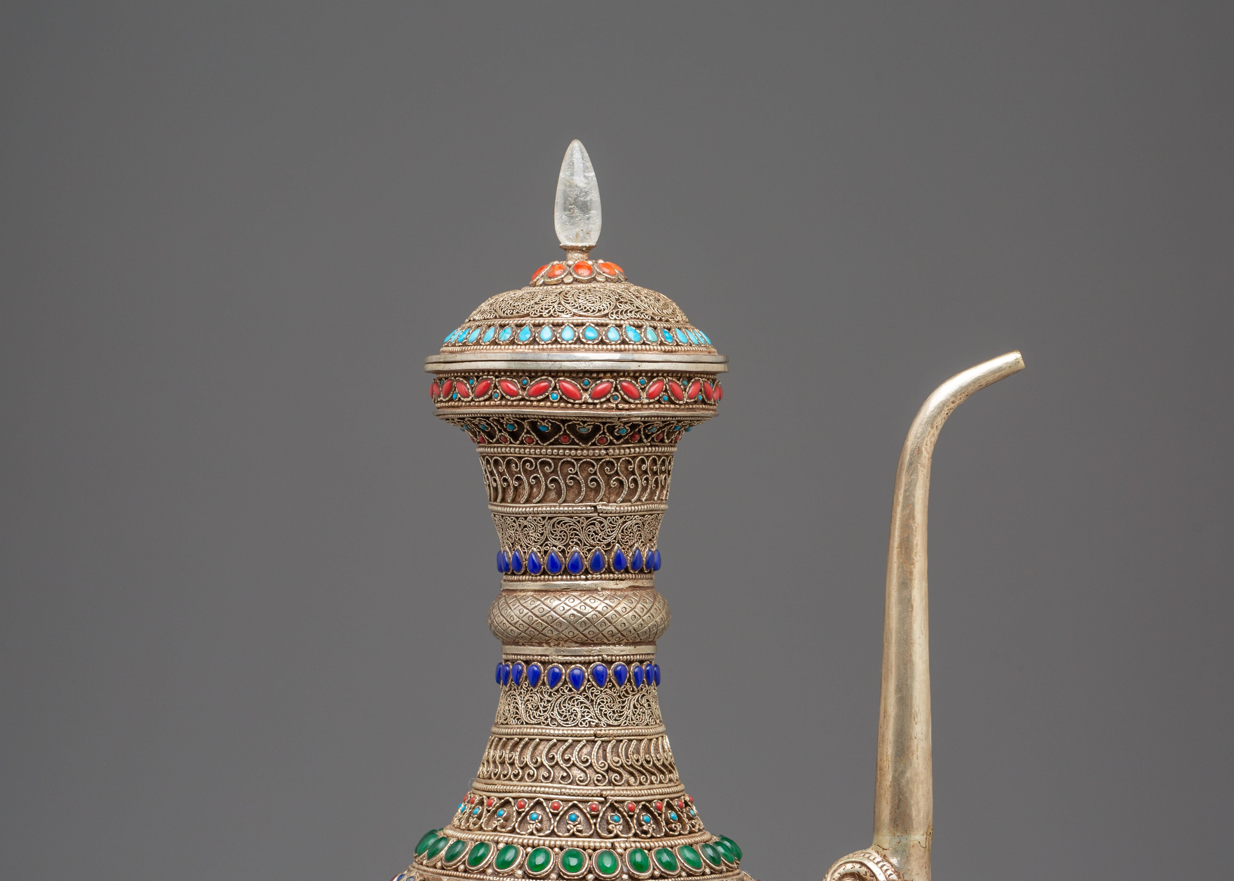 Sacred Decorative Tea Pot | Crystal and Copper Teapot with Natural Stones