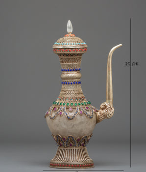 Sacred Decorative Tea Pot | Crystal and Copper Teapot with Natural Stones