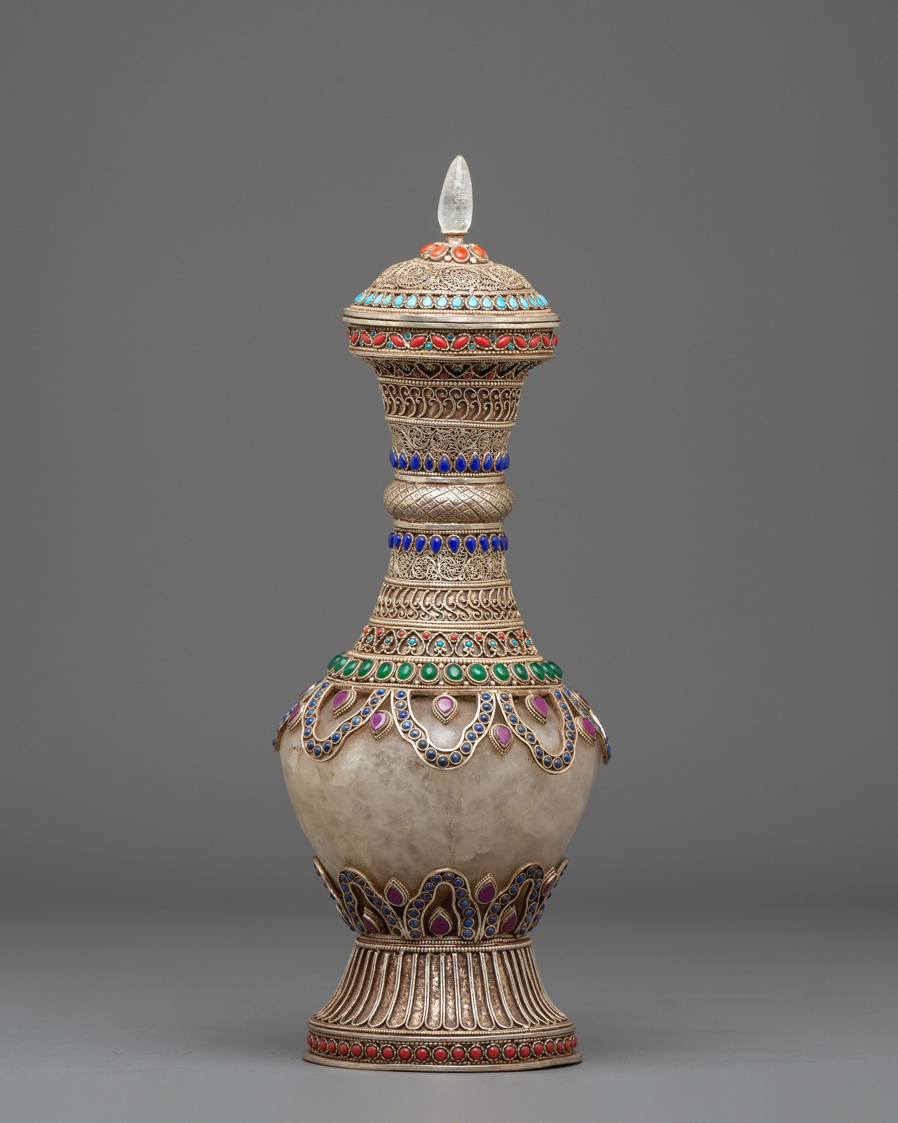 Sacred Decorative Tea Pot | Crystal and Copper Teapot with Natural Stones
