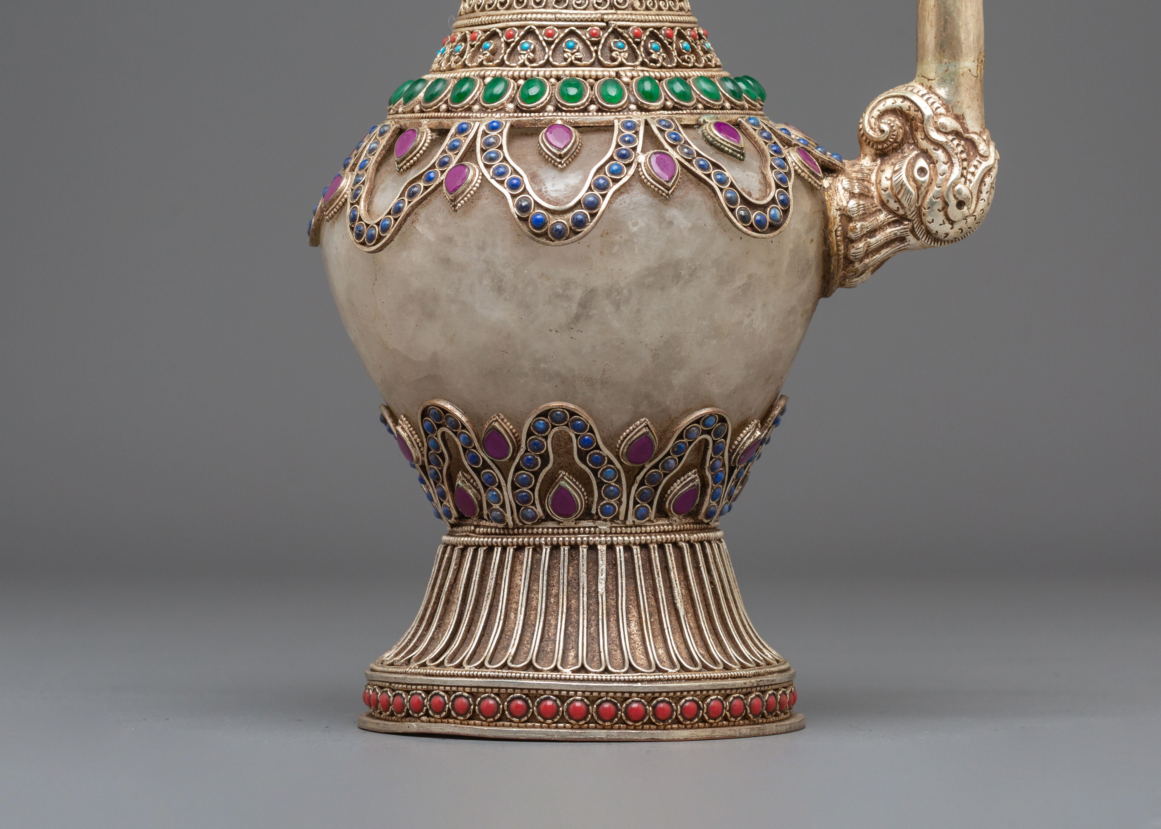 Sacred Decorative Tea Pot | Crystal and Copper Teapot with Natural Stones