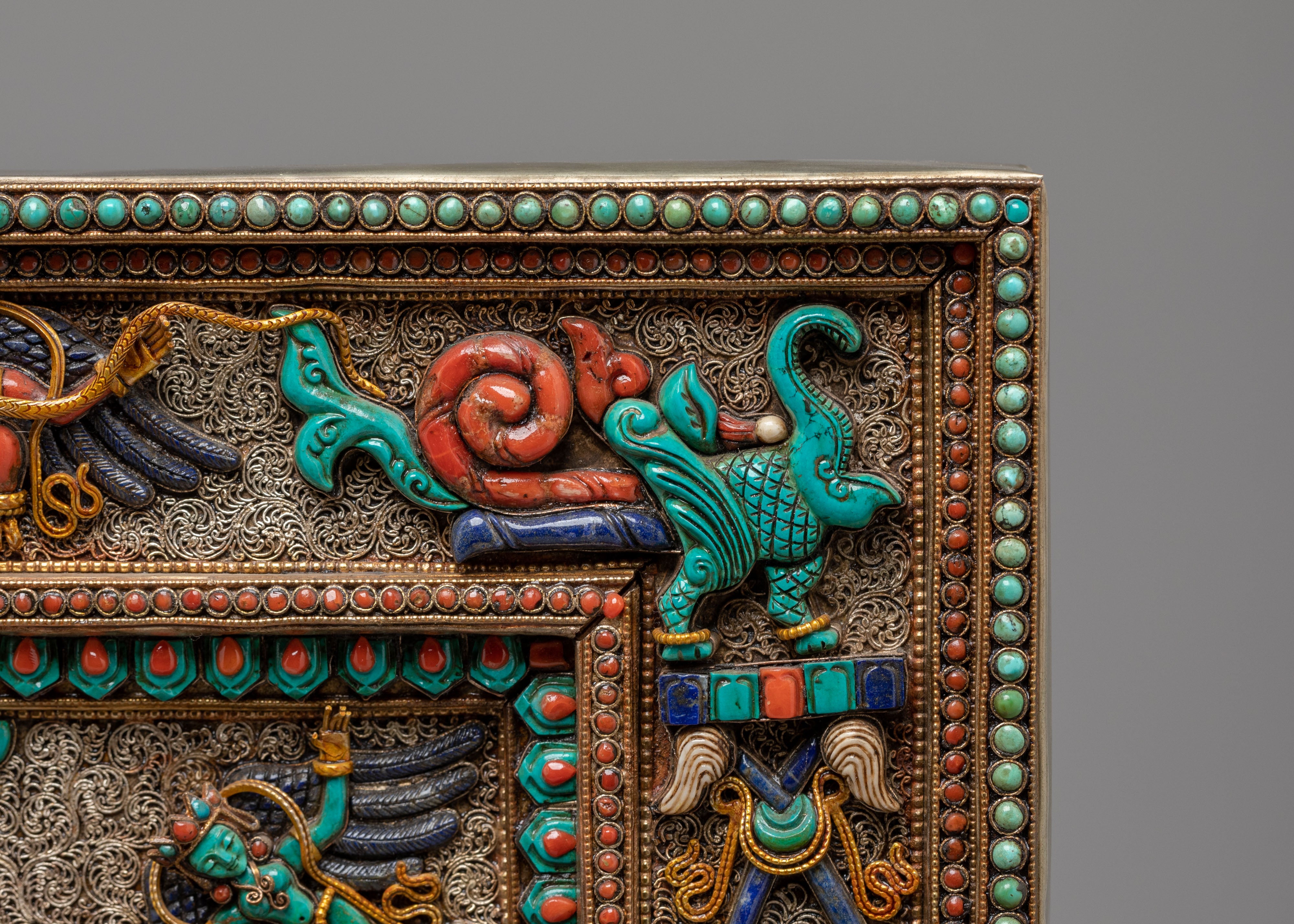 Chakrasamvara Wall Art | Sacred Tibetan Copper & Silver Wall Hanging