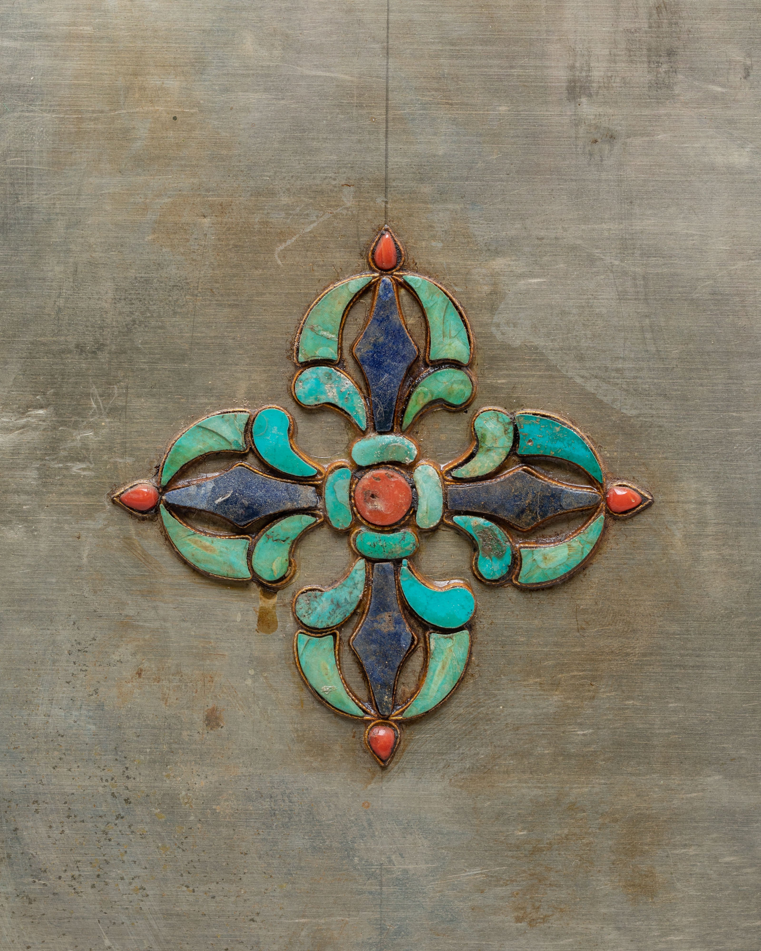 Chakrasamvara Wall Art | Sacred Tibetan Copper & Silver Wall Hanging