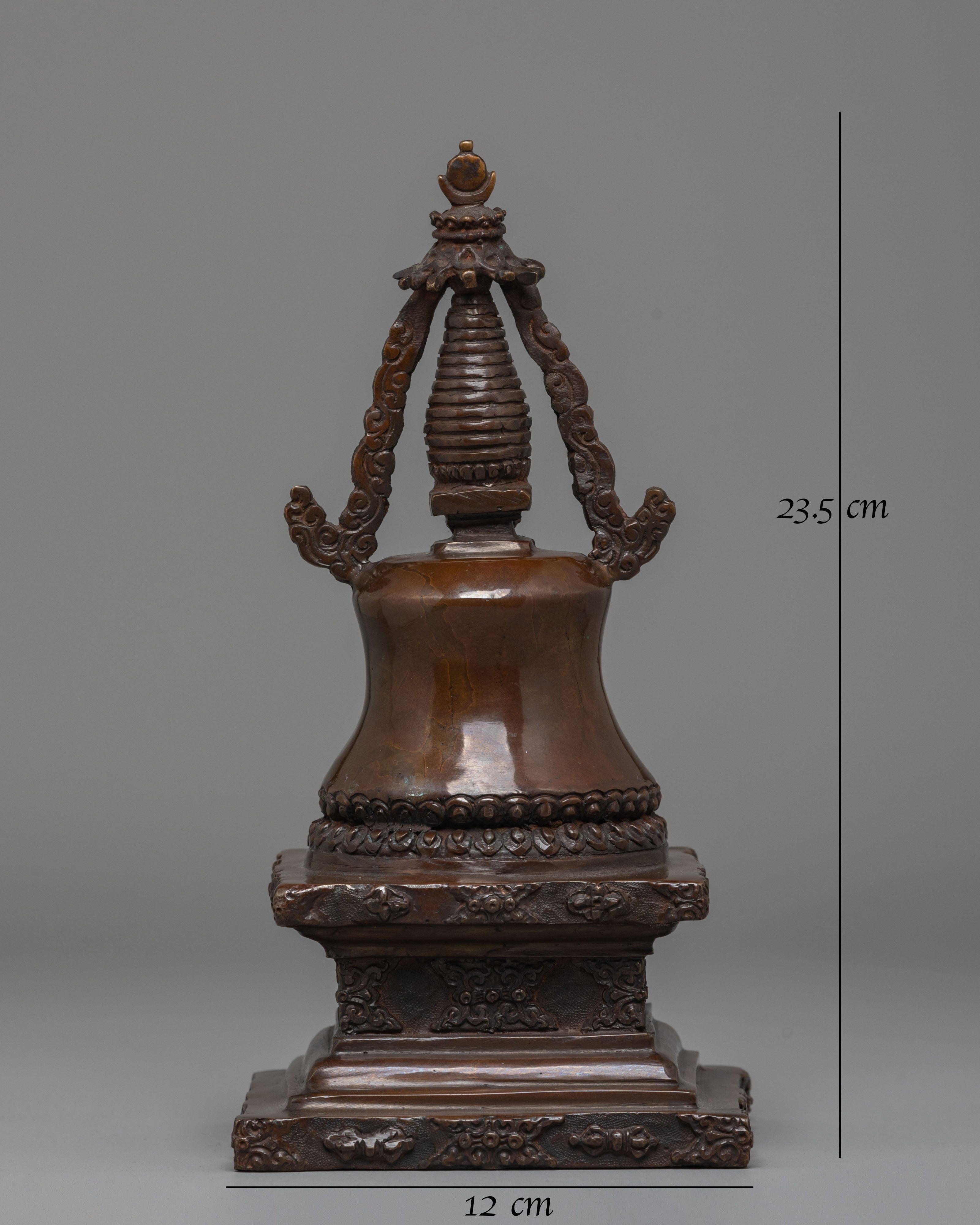 Handmade Decorative Copper Stupa | Oxidized Copper Stupa for Home Decor