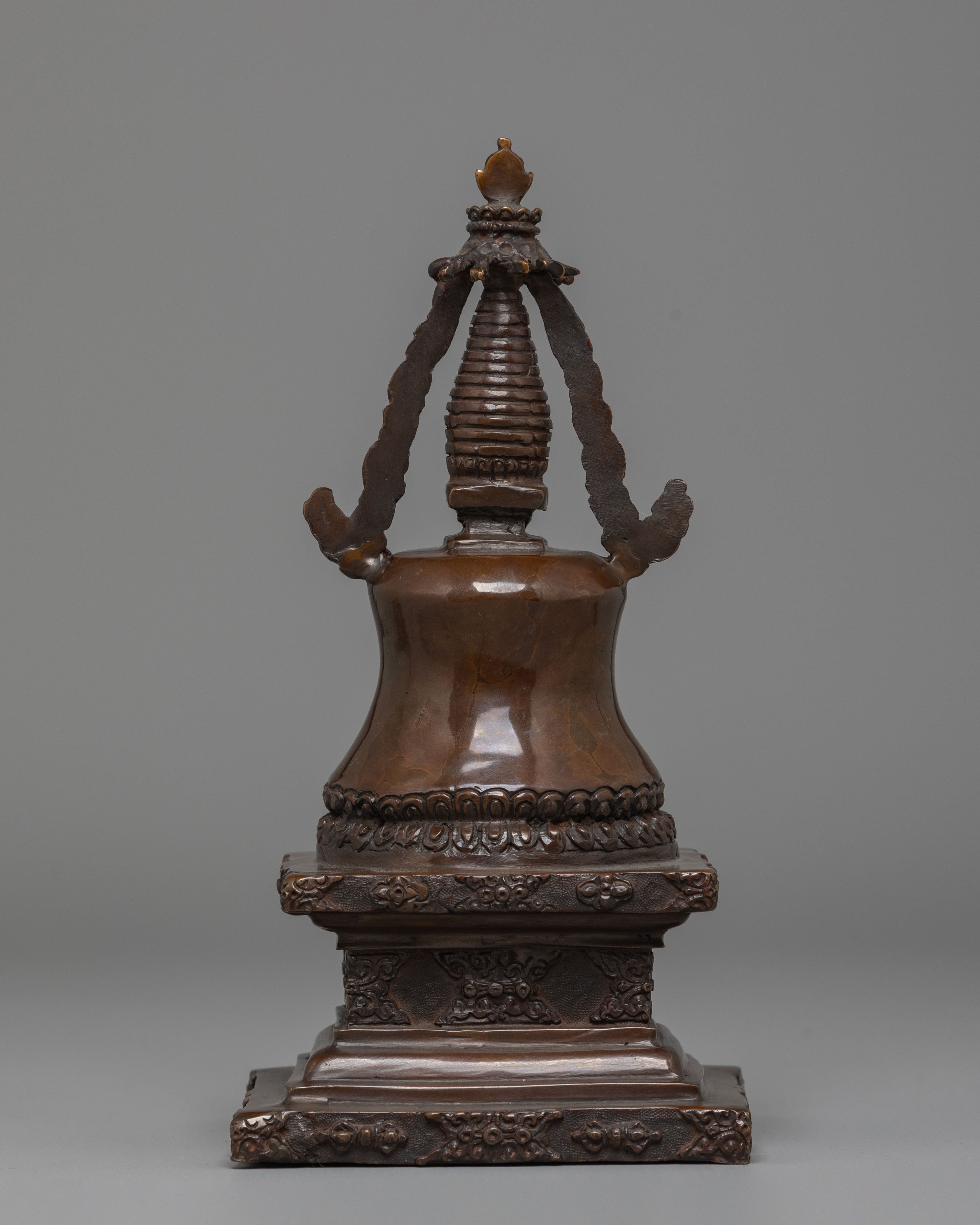 Handmade Decorative Copper Stupa | Oxidized Copper Stupa for Home Decor
