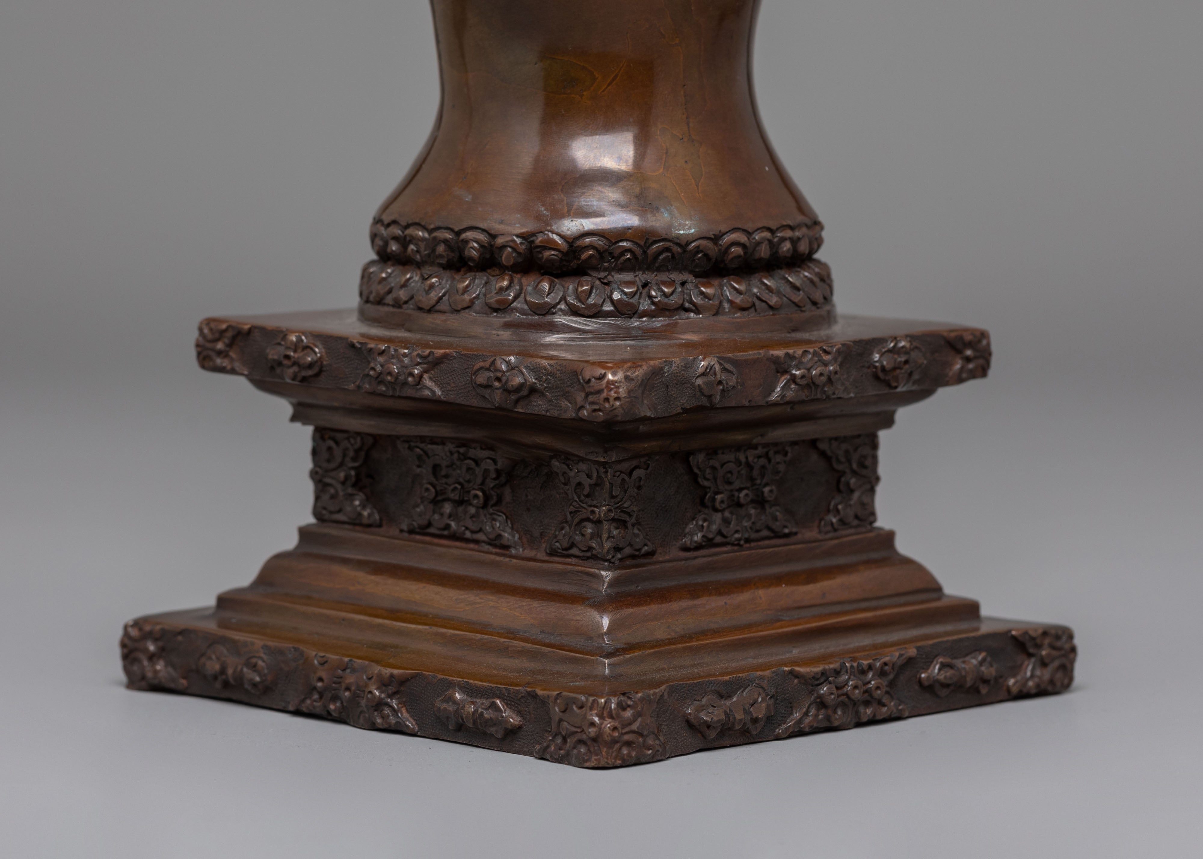 Handmade Decorative Copper Stupa | Oxidized Copper Stupa for Home Decor