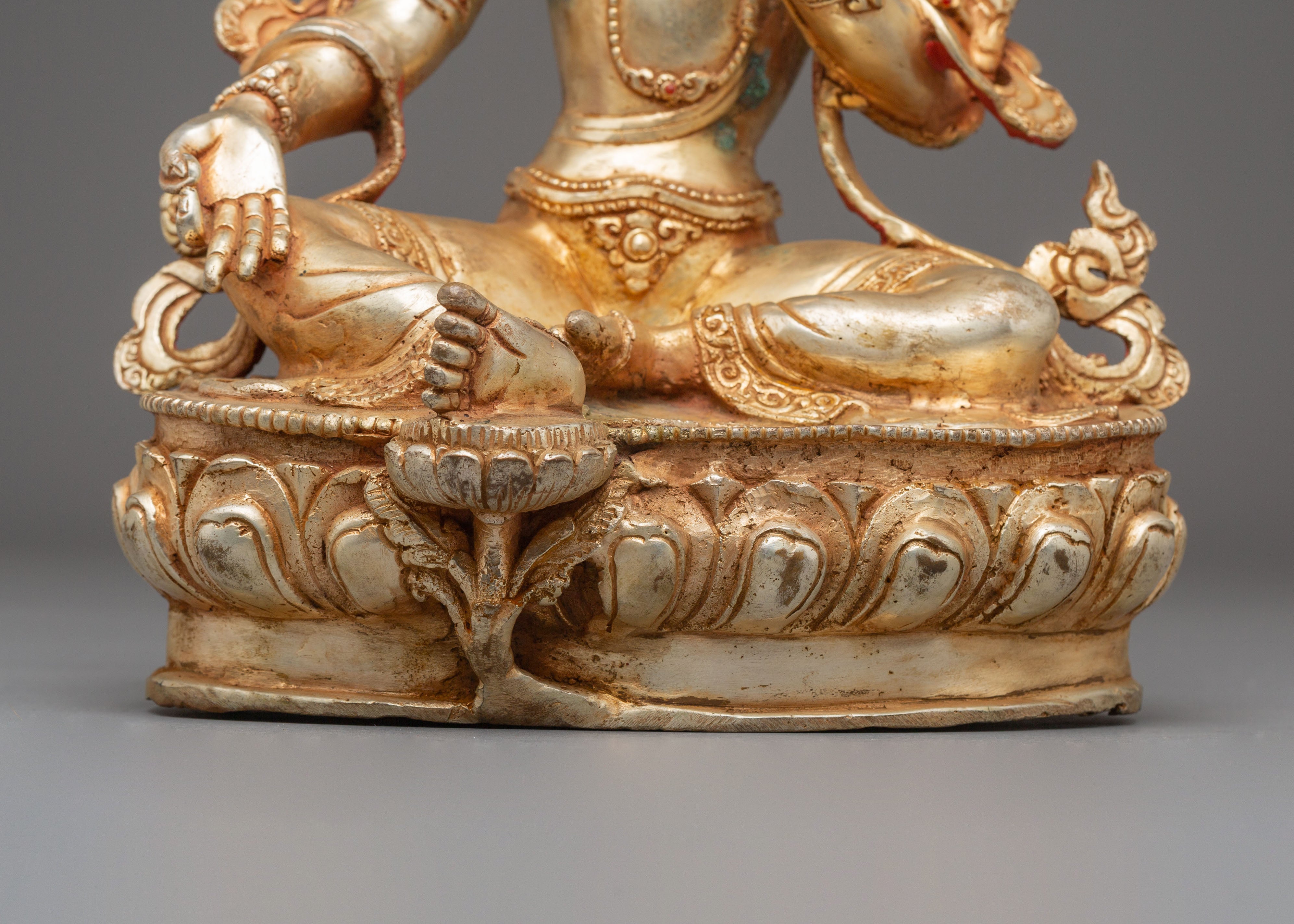 Compassionate Bodhisattva Shyama Tara Statue | Green Tara Tibetan Figurine