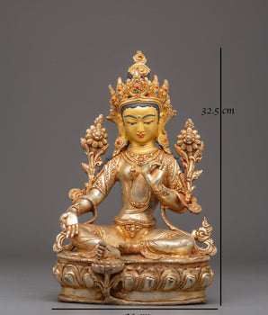 Compassionate Bodhisattva Shyama Tara Statue | Green Tara Tibetan Figurine