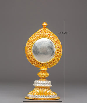 Sacred Ritual Meditation Mirror | Tibetan Gold Plated Mirror