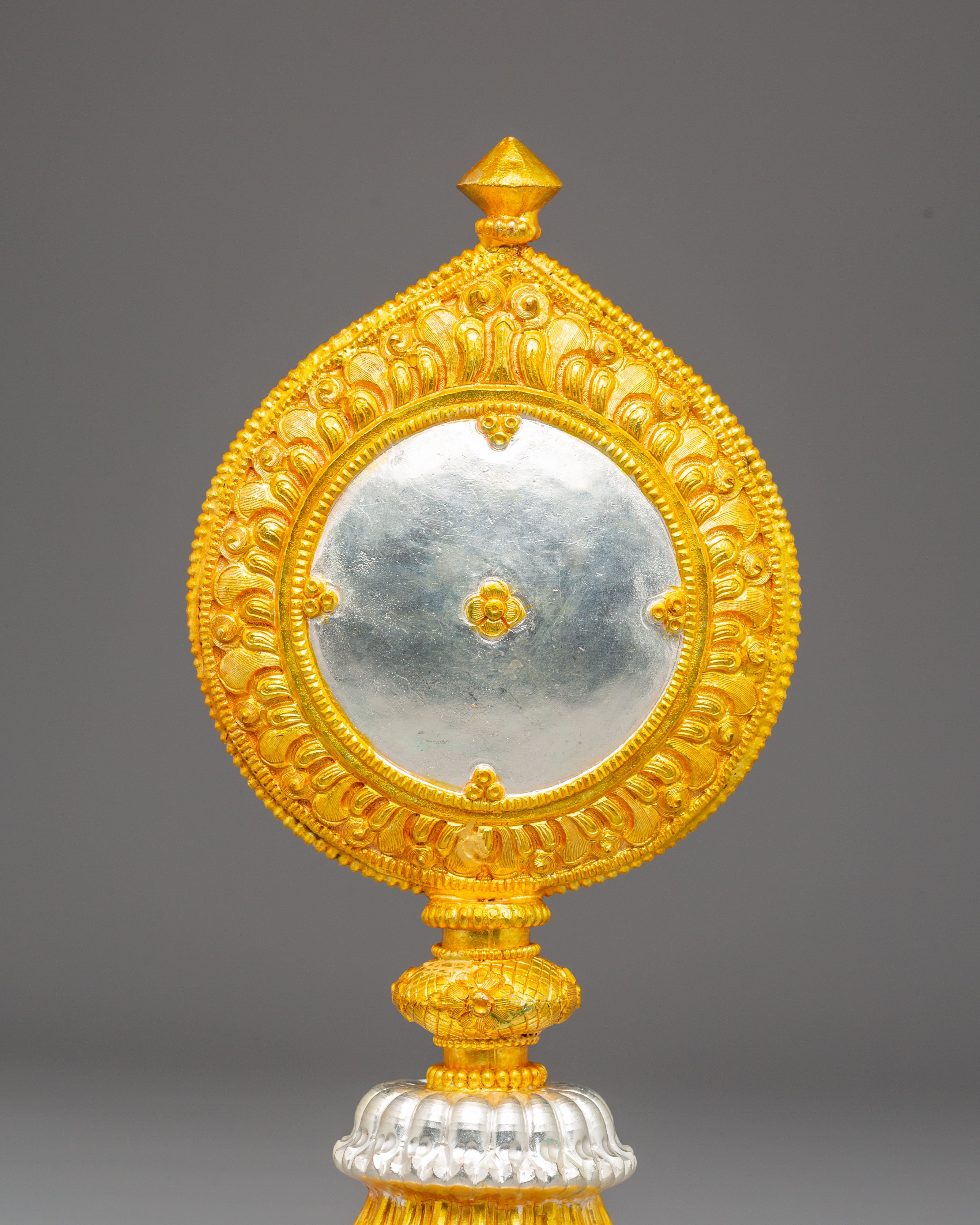 Sacred Golden Spiritual Mirror | Tibetan Ritual Mirror