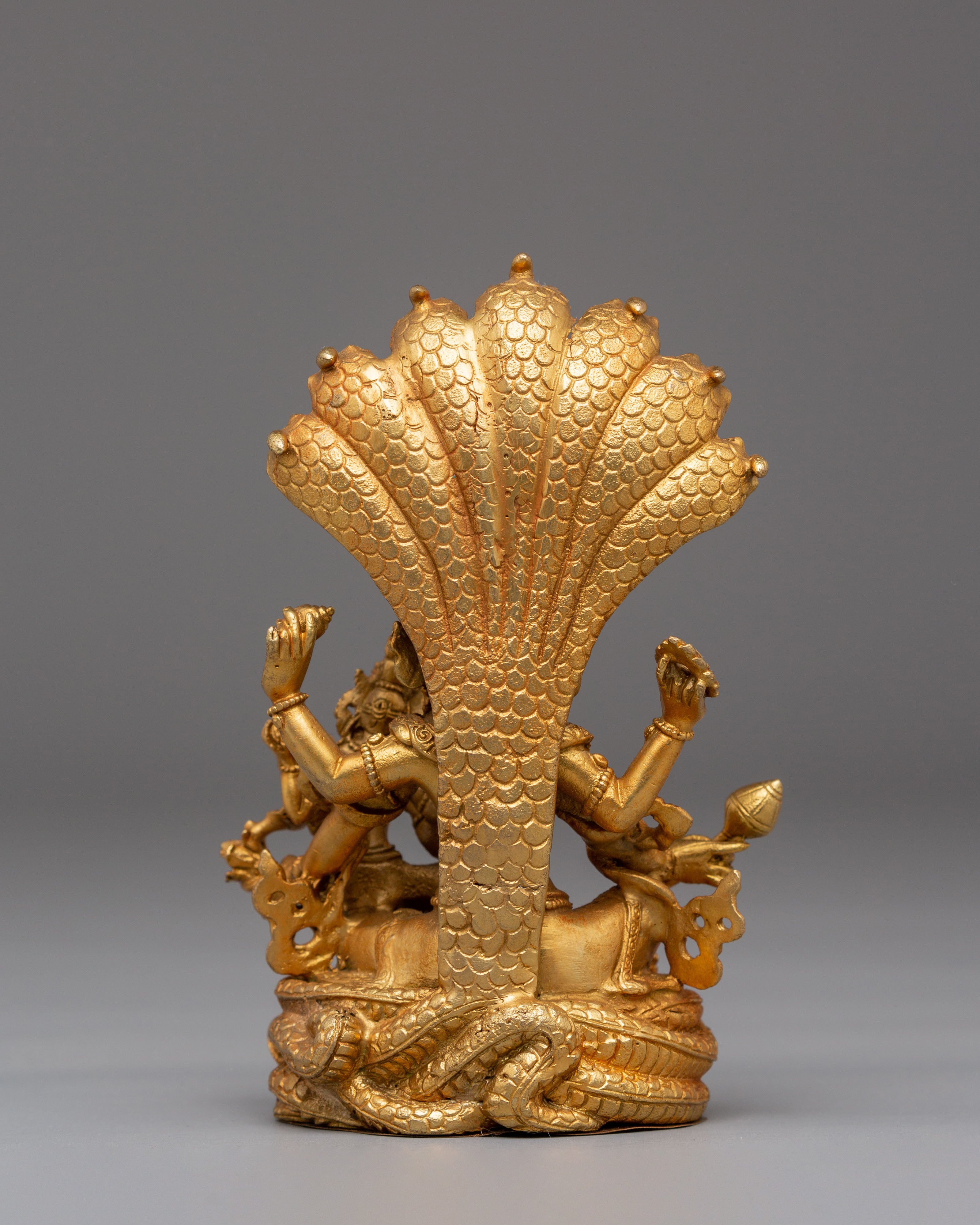 Handcrafted Vishnu Copper Statue | Gold Plated Hindu Deity
