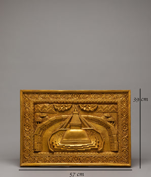 Traditional Golden Stupa Wall Hanging | Sacred Tibetan Art