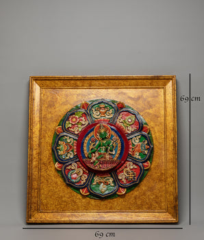 Green Tara Buddhist Wall Hanging | Handcrafted Tibetan Art for Spiritual Home Decor