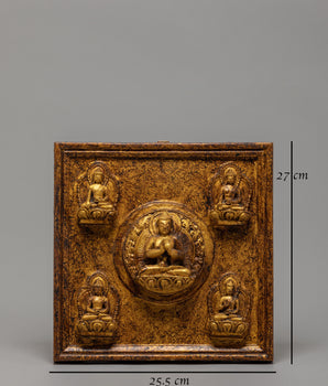 Sacred Five Dhyani Buddhas Wall Hanging | Buddhist Spiritual Wall Decor