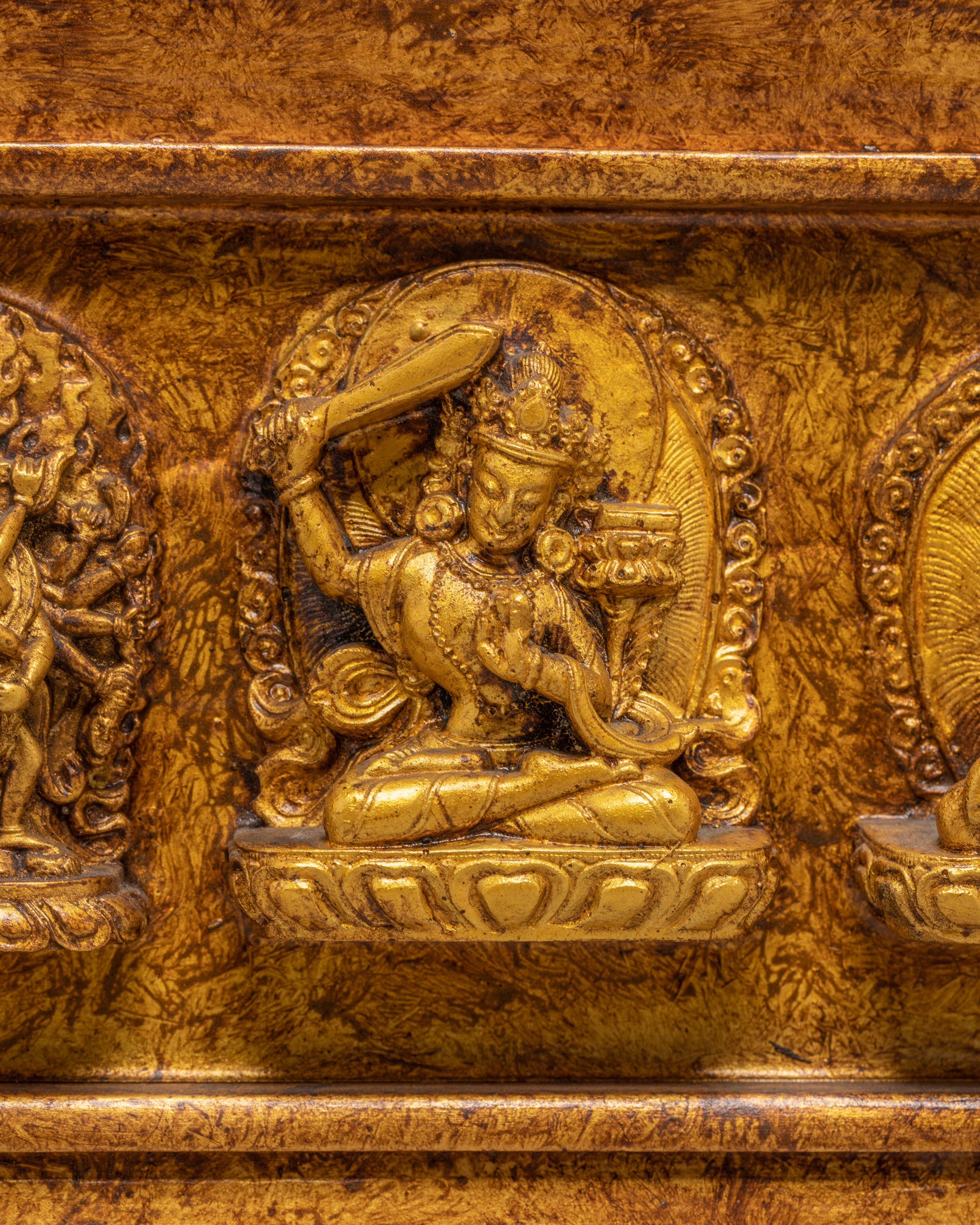 Handmade Wall Hanging with Meditational Deities | Spiritual Stone Dust Art