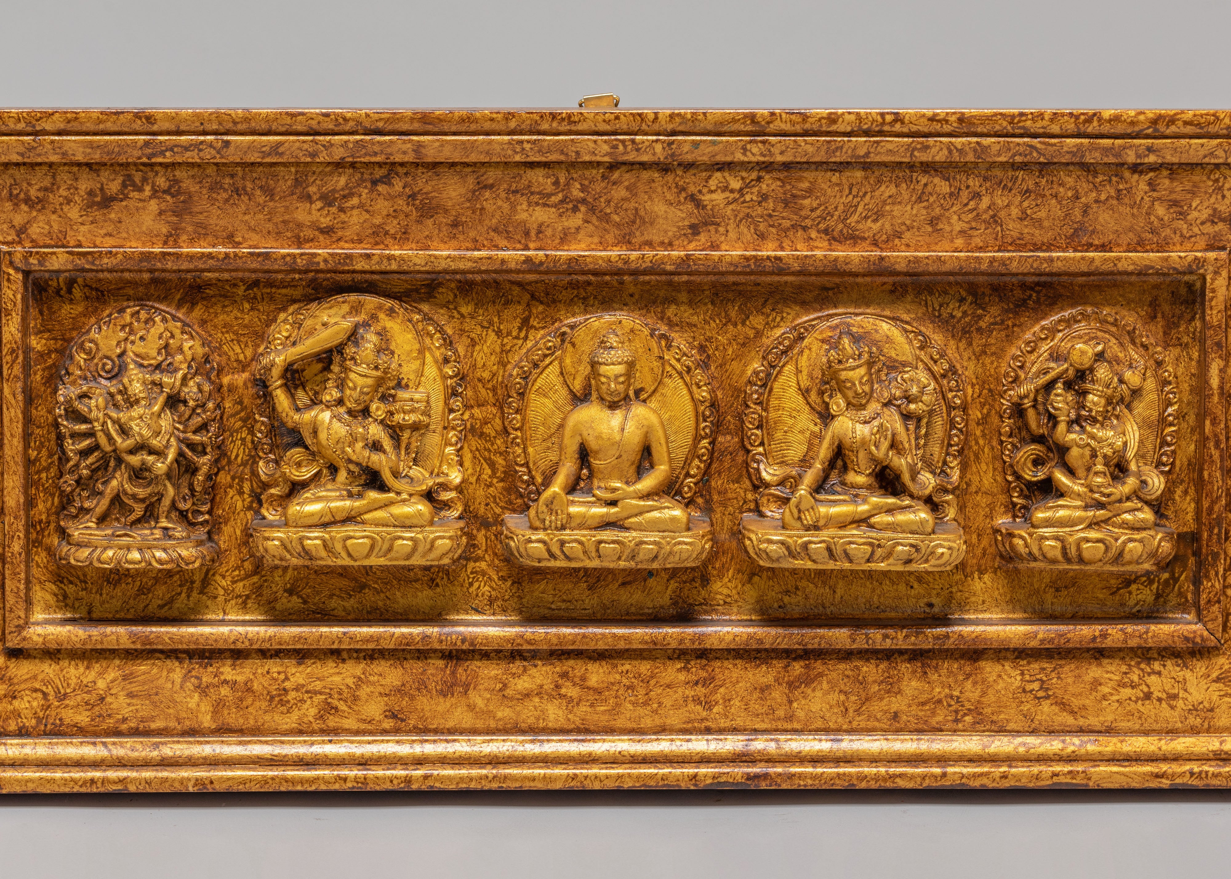 Handmade Wall Hanging with Meditational Deities | Spiritual Stone Dust Art