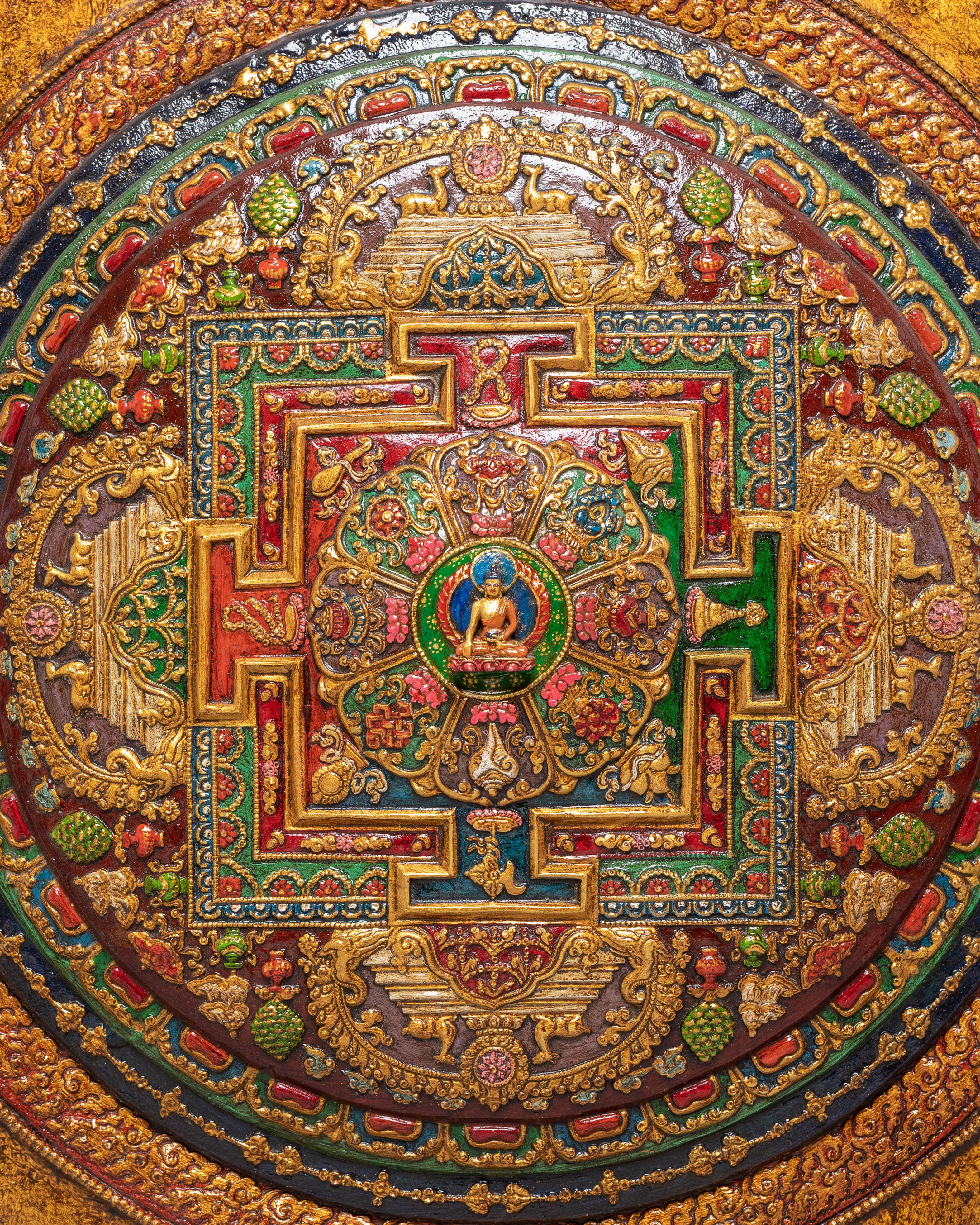 Sacred Shakyamuni Buddha Mandala Wall Hanging | Tibetan Buddha Mandala Art