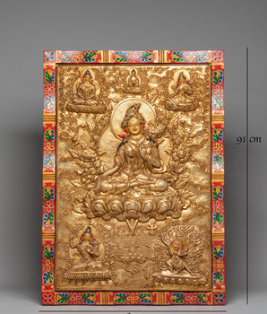 Himalayan Wall Art of Seven Eyed White Tara | Tibetan Goddess of Healing