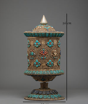Prayer Wheel With 8 Auspicious Symbols | Tibetan Ritual Prayer Wheel