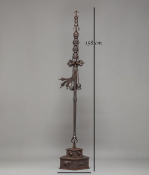 Sacred Ritual Item Khatan | Tibetan Oxidized Copper Ritual Staff