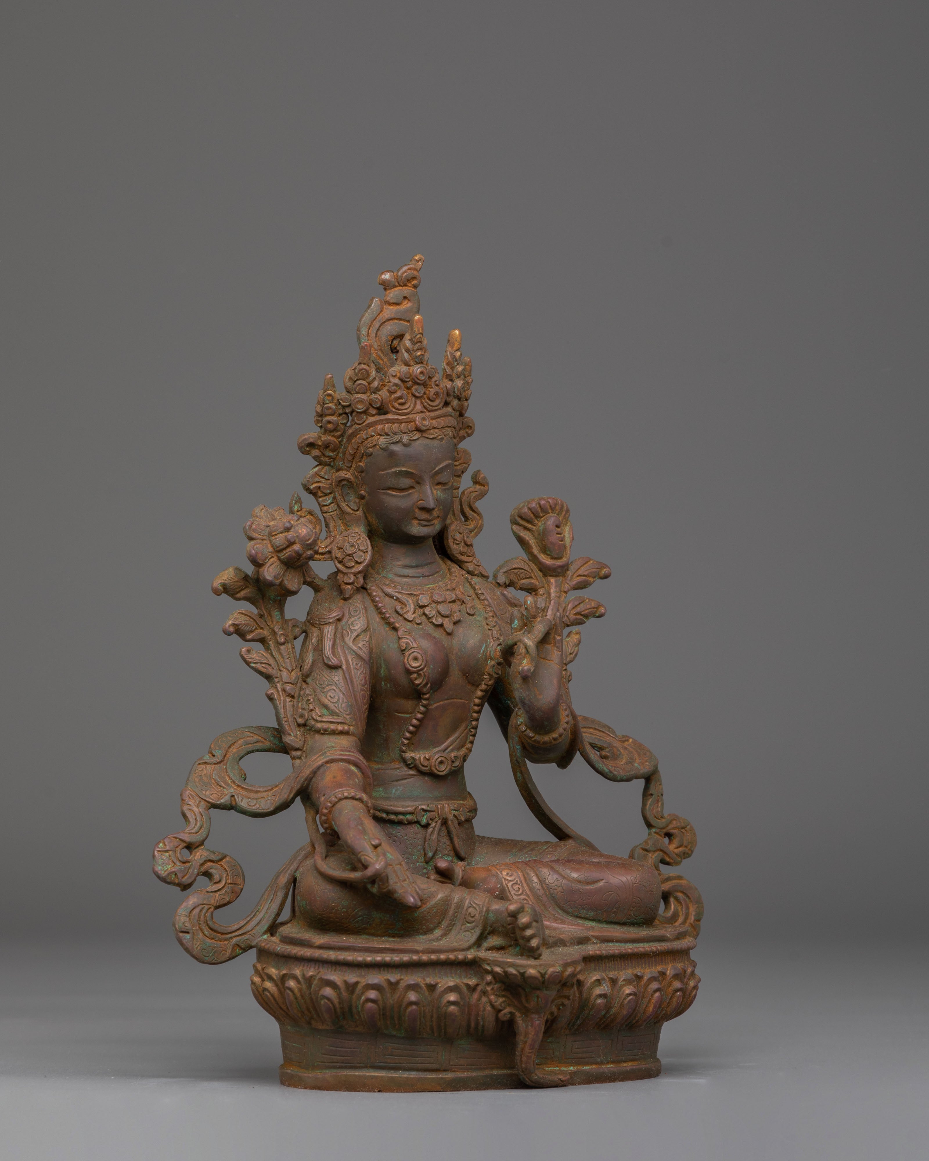 Divine Bodhisattva Green Tara Handmade Statue | Artwork for Meditation